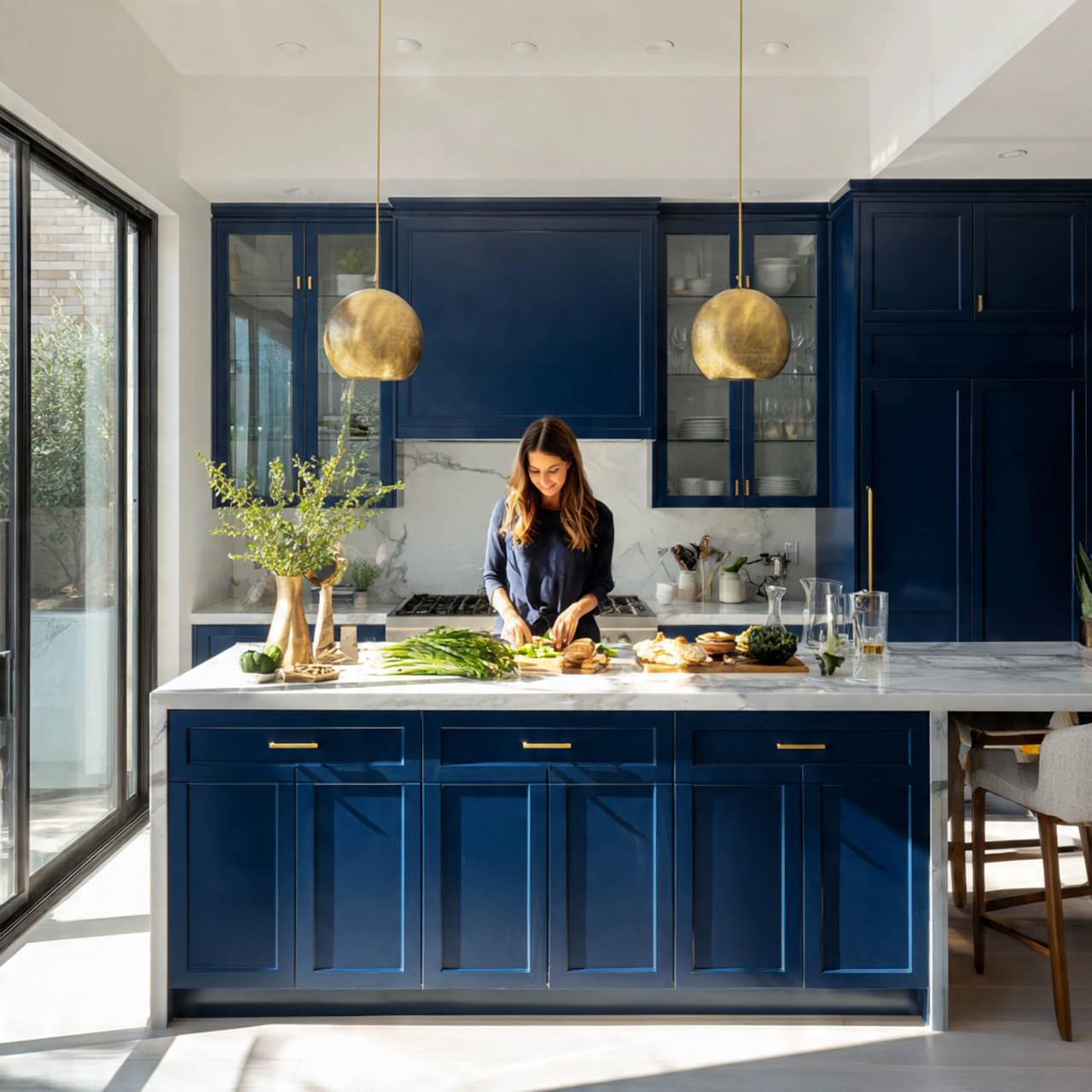25 Stunning Kitchen Cabinets Ideas for Modern & Stylish Homes 15 modern kitchen with bold navy blue statement