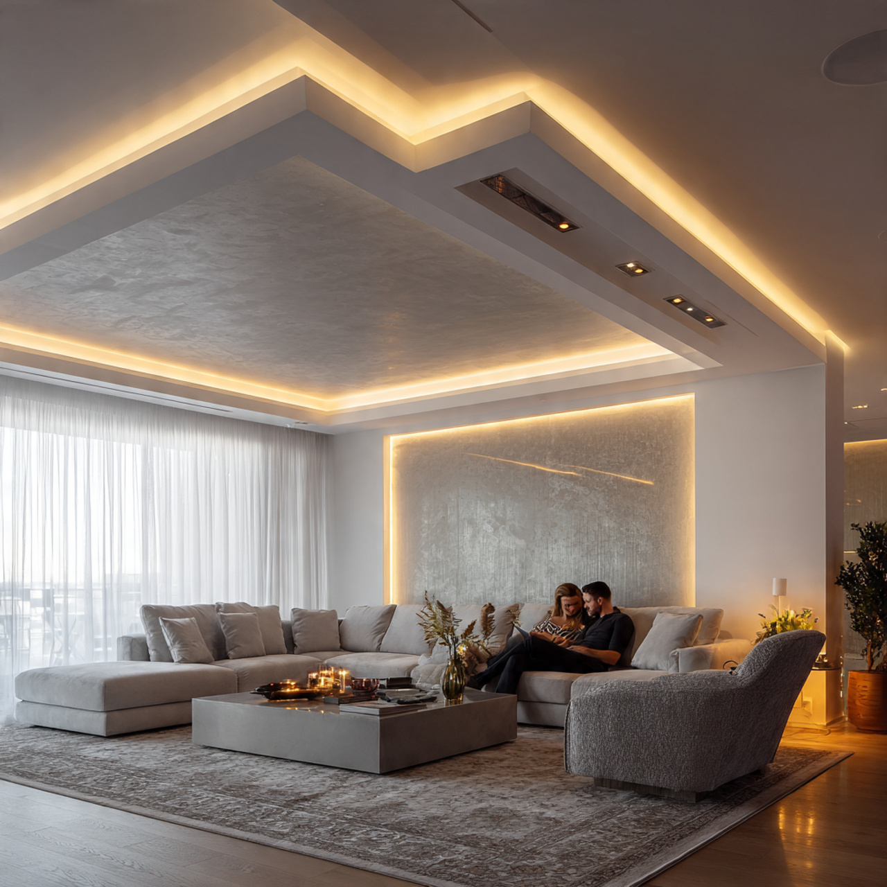 25 Stunning Ceiling Design Ideas to Transform Any Room 24 modern living room with hidden perimeter cove