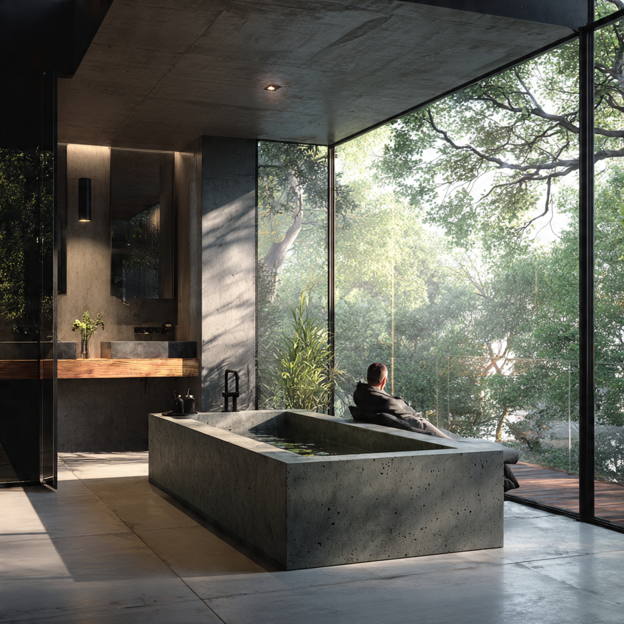 25 Top Bathtub Ideas for Luxury and Modern Comfort 2 modern minimalist bathroom featuring a concrete basin