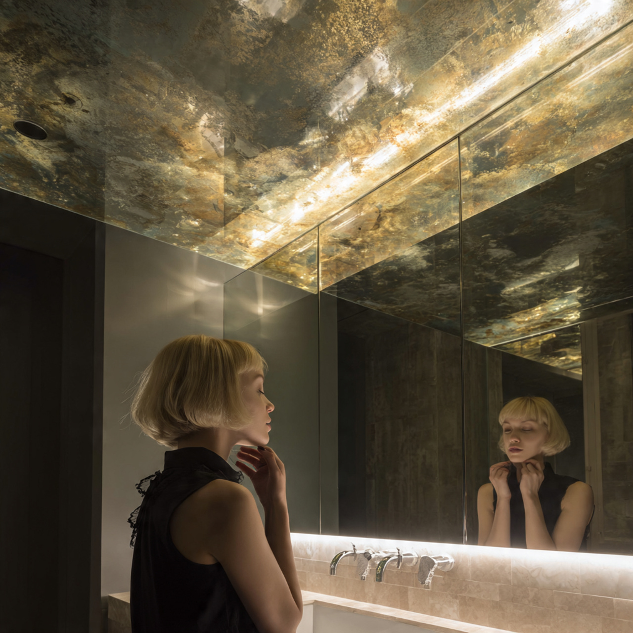 25 Stunning Ceiling Design Ideas to Transform Any Room 7 modern powder room with glossy lacquered paint