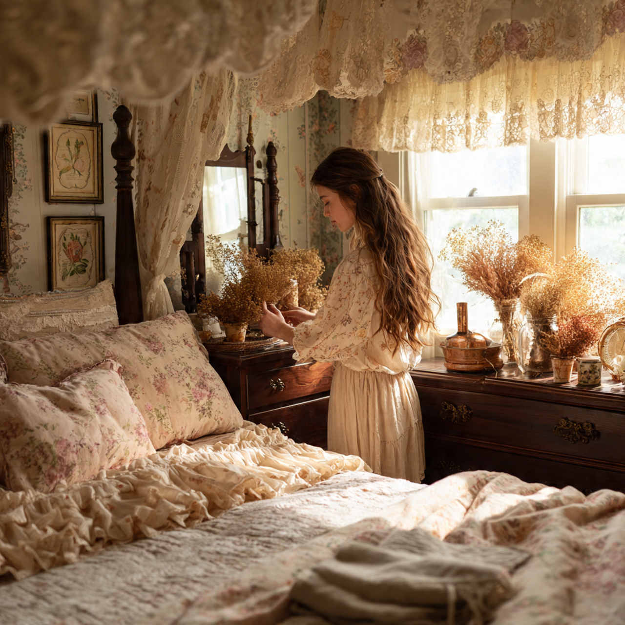 25 Creative Bedroom Ideas to Elevate Comfort & Style Instantly 15 realistic bedroom featuring cottagecore vintage floral bedroom