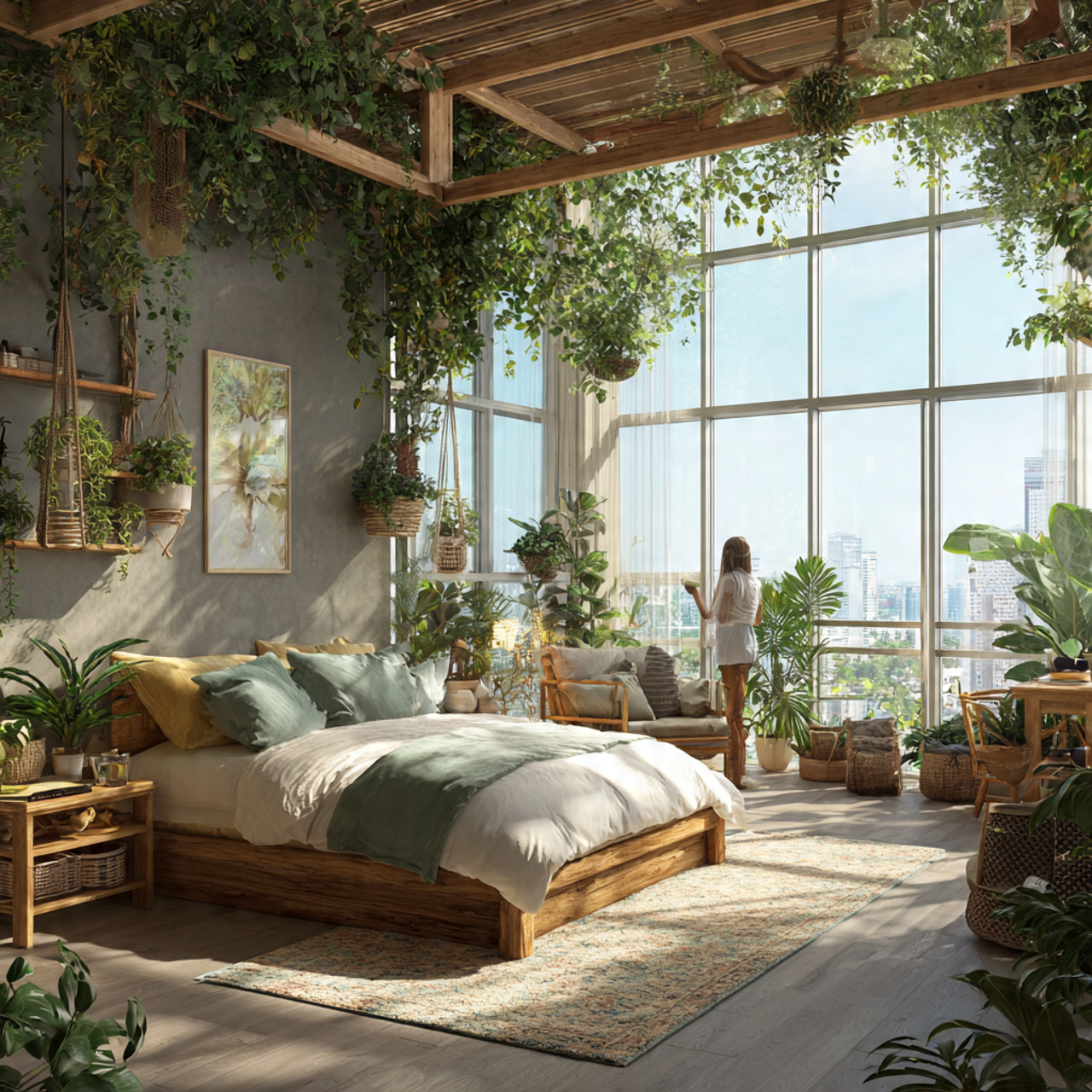 25 Creative Bedroom Ideas to Elevate Comfort & Style Instantly 23 realistic bedroom featuring urban jungle indoor greenery
