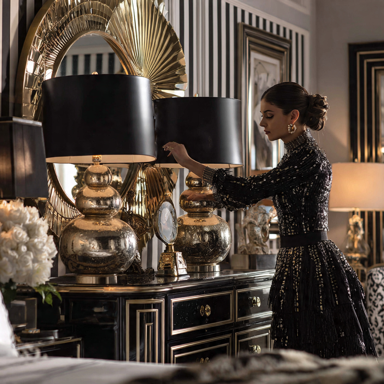 25 Creative Bedroom Ideas to Elevate Comfort & Style Instantly 19 realistic bedroom showcasing hollywood regency glamour bedroom