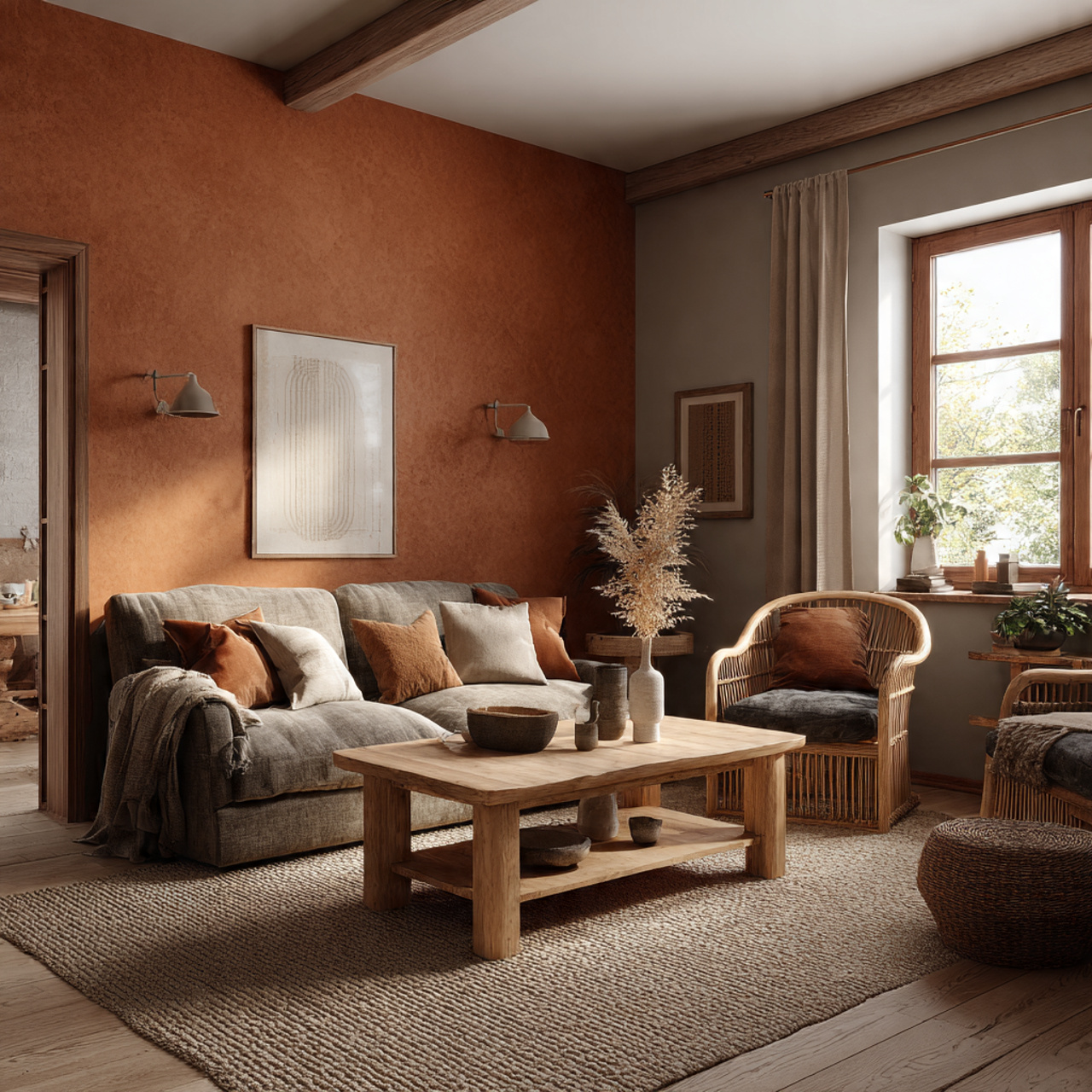 25 Best Sherwin Williams Color Palettes Ideas for Modern Interiors 16 realistic living room with warm terracotta and