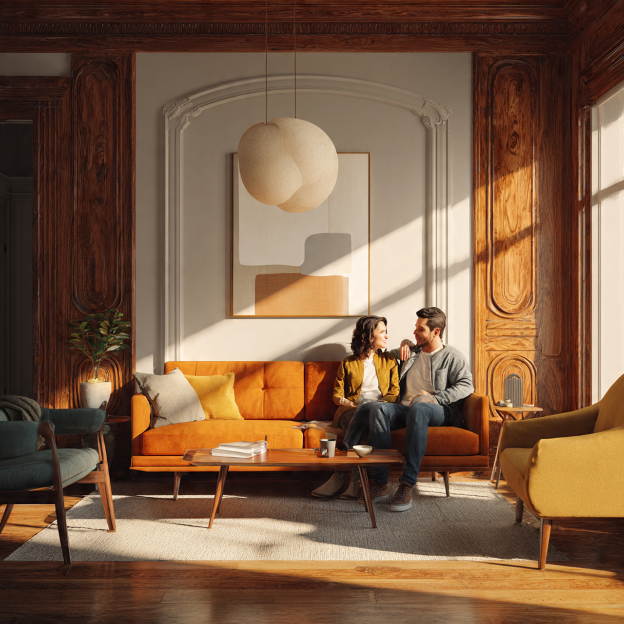 realistic room inspiration ideas featuring mid century