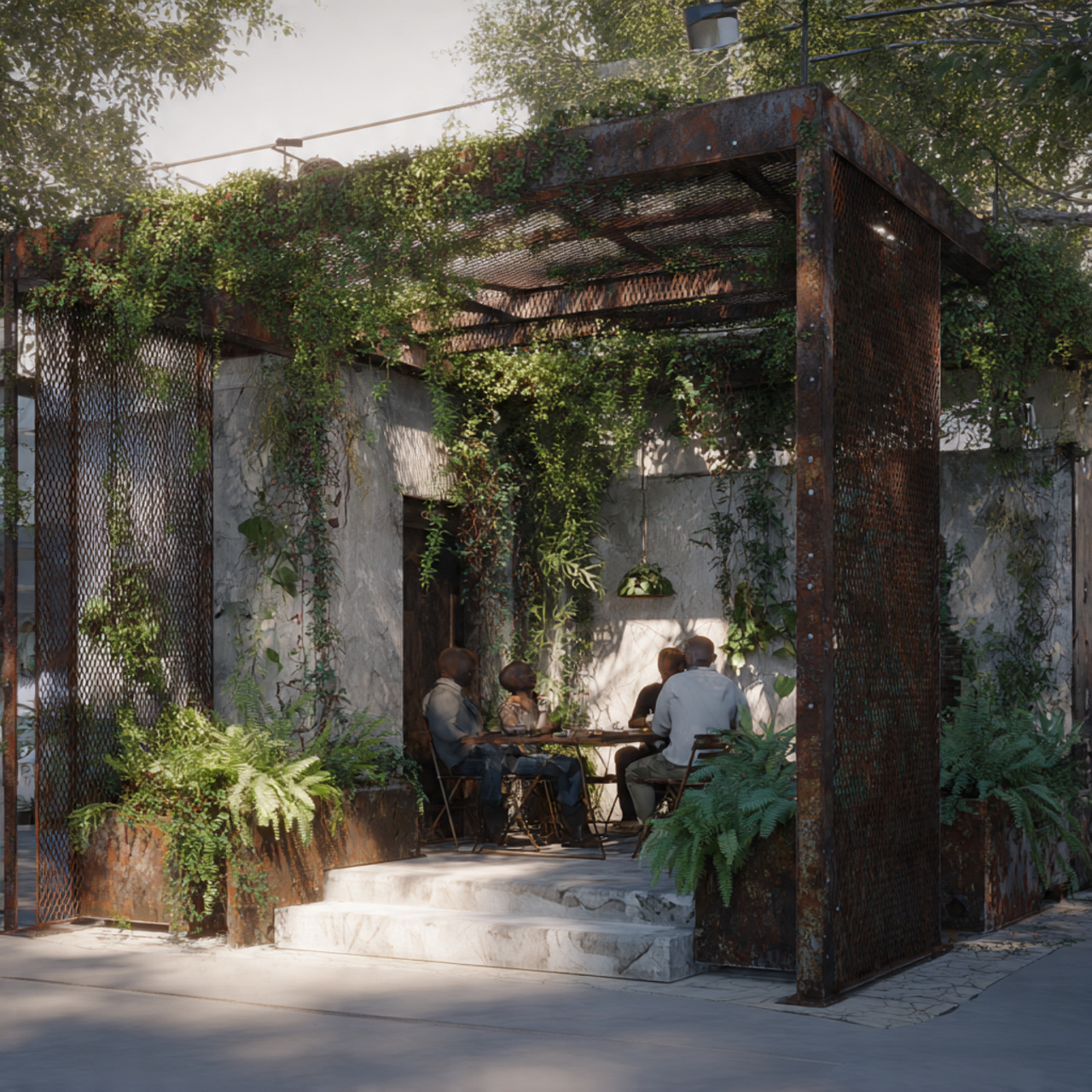 25 Backyard Gazebo Ideas: Stunning Designs to Elevate Your Yard 8 rugged industrial backyard gazebo with iron mesh