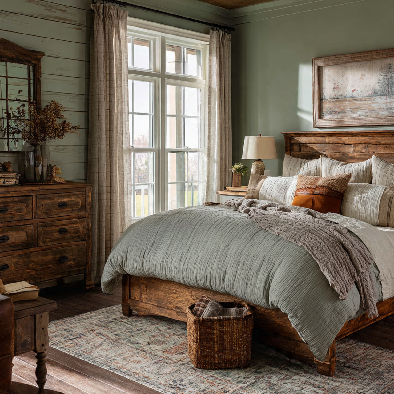 25 Sage Green Bedroom Ideas: Calm, Stylish & Inspiring Designs 10 rustic farmhouse bedroom with sage green walls