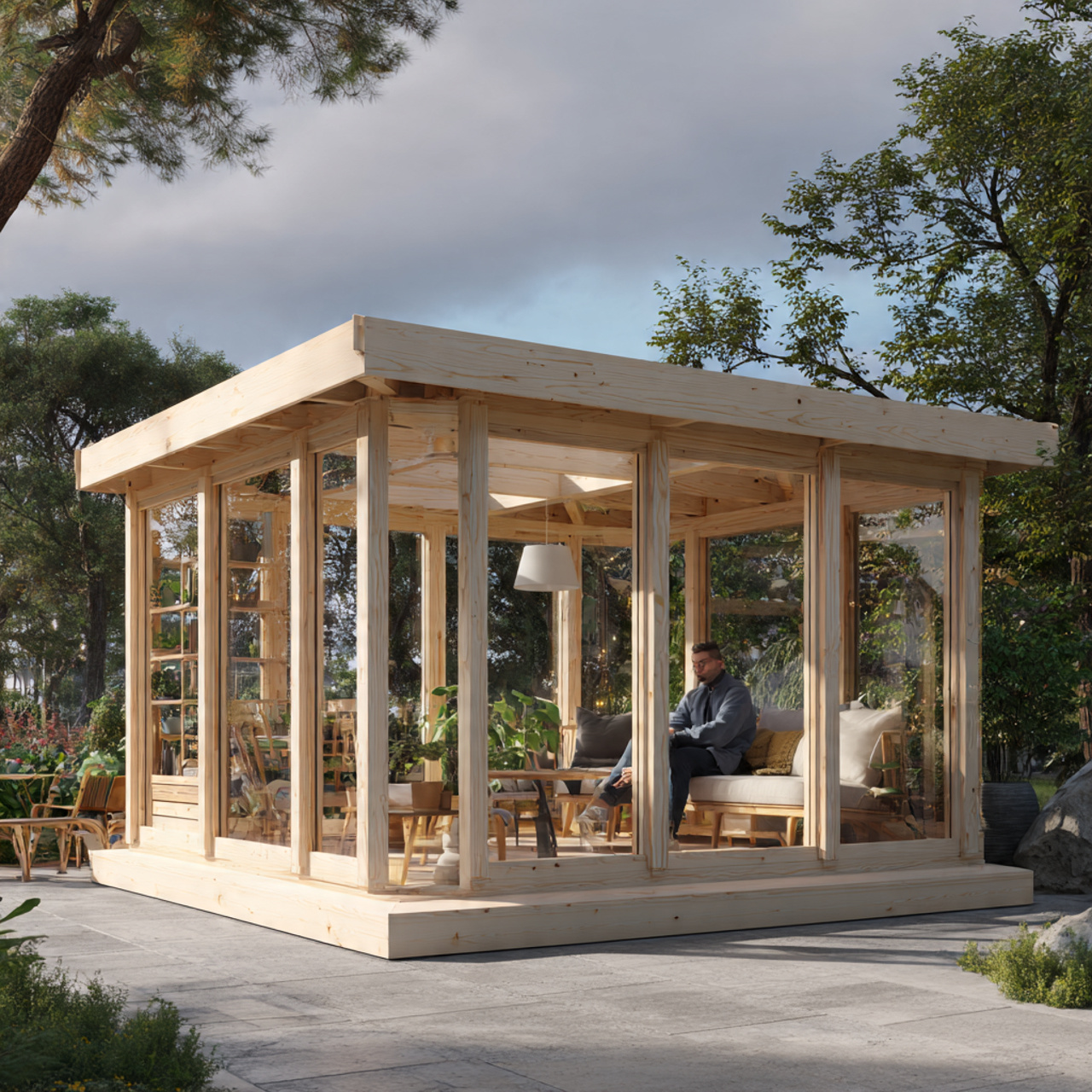 25 Backyard Gazebo Ideas: Stunning Designs to Elevate Your Yard 19 scandinavian light wood backyard gazebo with pale