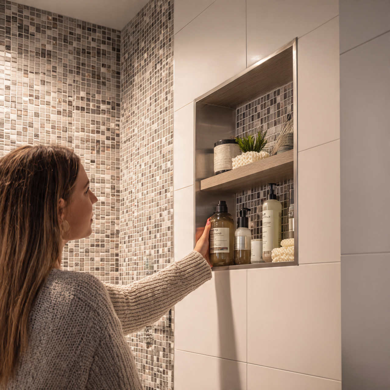 25 Bathroom Decoration & Ideas: Transform Your Bath Into a Luxurious Retreat 18 shower area with built in wall niche displaying