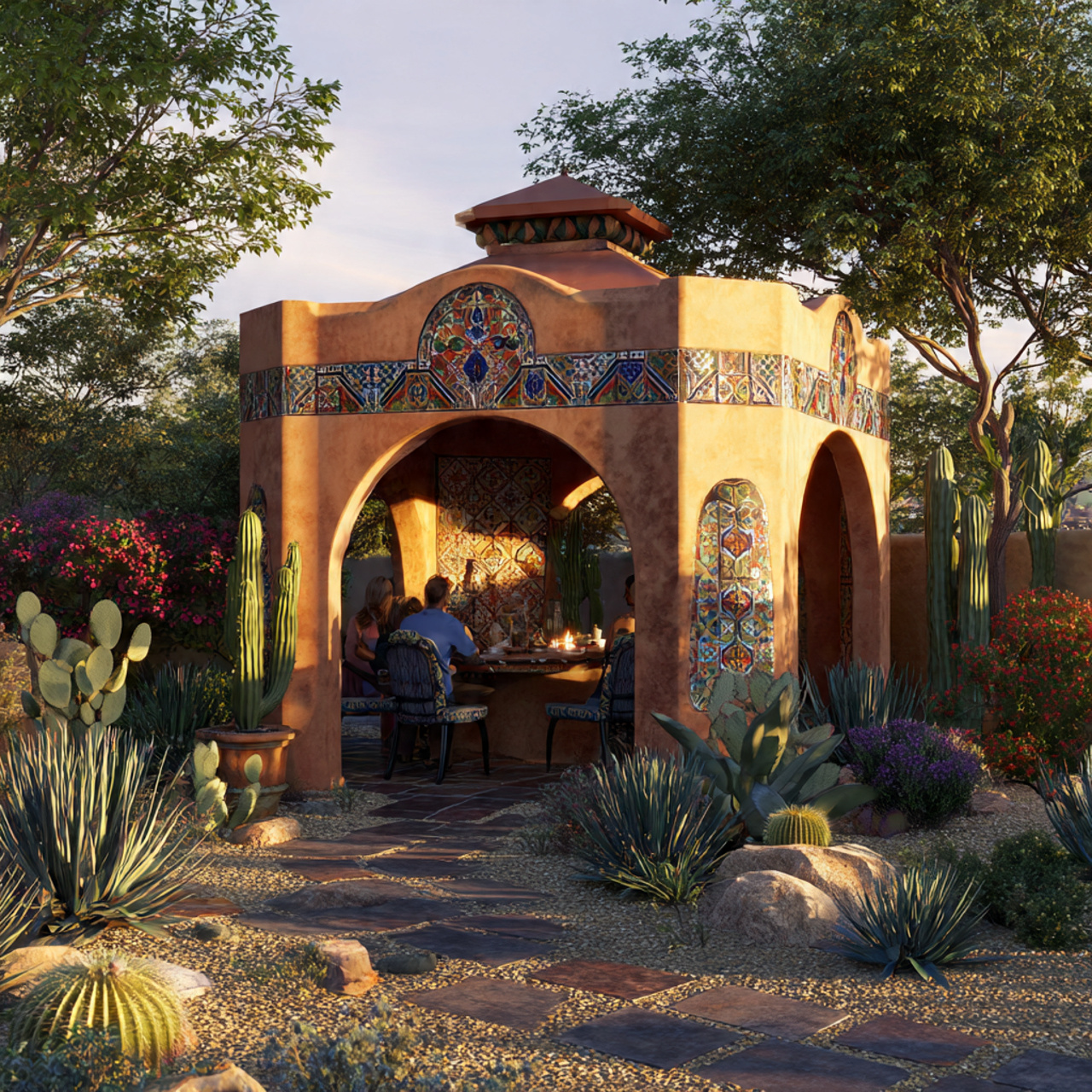 25 Backyard Gazebo Ideas: Stunning Designs to Elevate Your Yard 20 southwestern backyard gazebo with thick rounded stucco