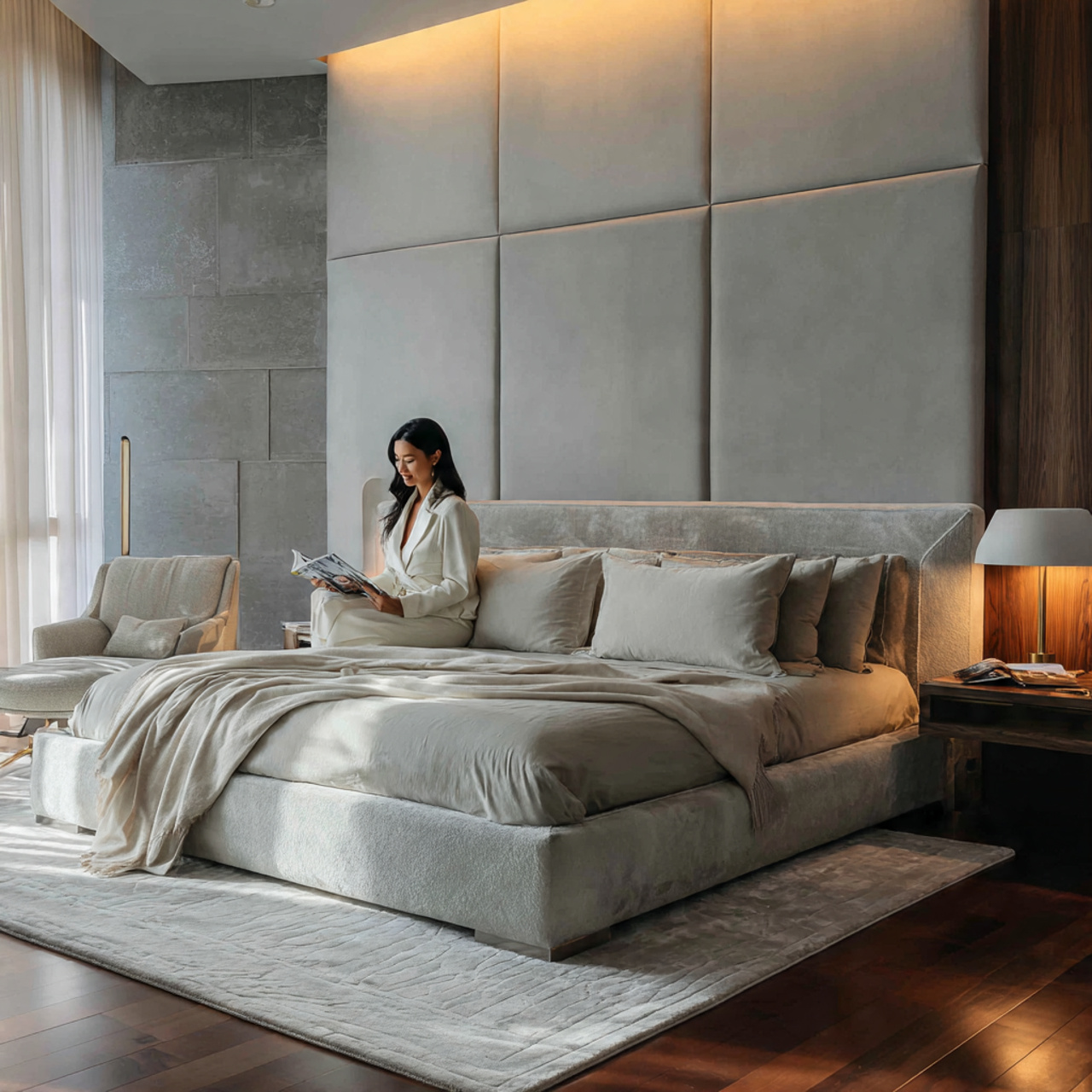 25 Stunning Headboard Ideas to Elevate Your Bedroom Style 5 spacious bedroom featuring a floor to ceiling upholstered headboard