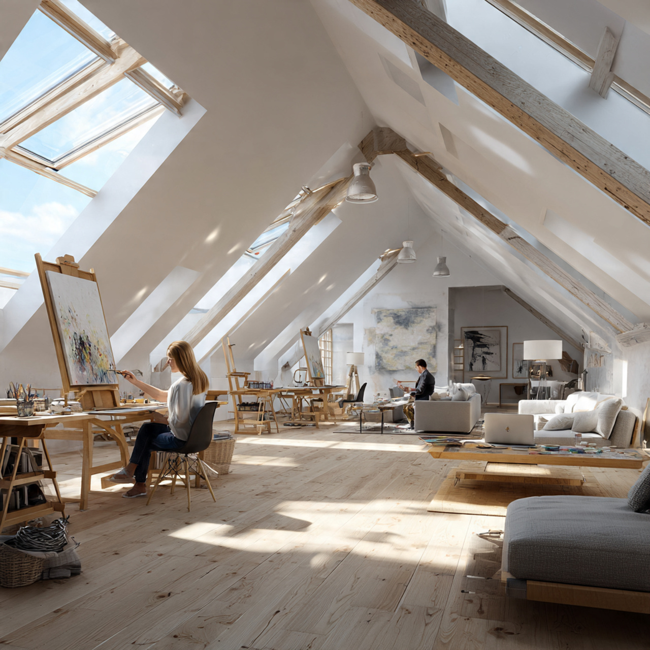 25 Stunning Attic Room Ideas to Transform Your Home 24 spacious open concept attic studio with sloped ceilings 1