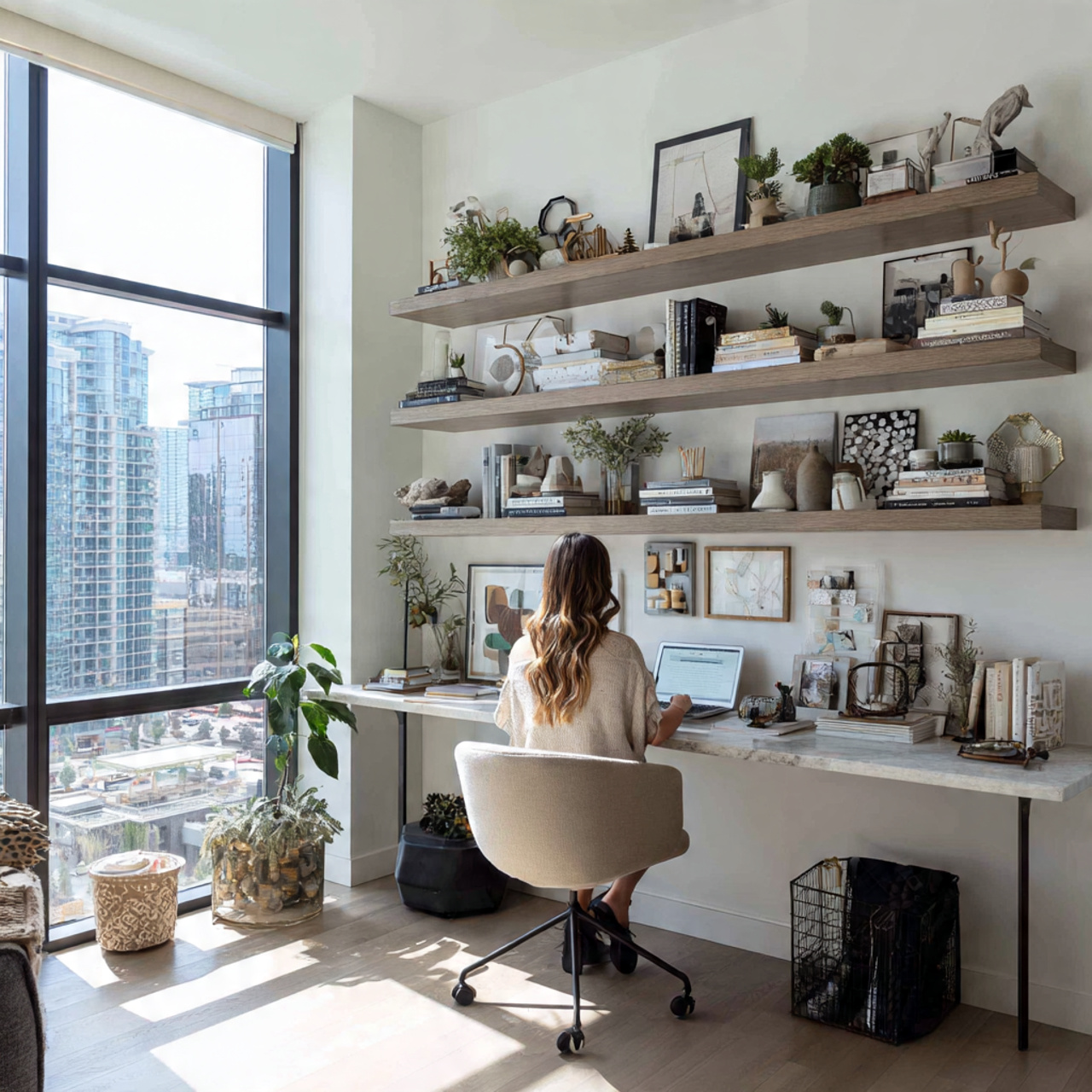 25 Stunning Wall Design Ideas to Transform Your Home 13 stylish home office featuring floating shelf arrangement