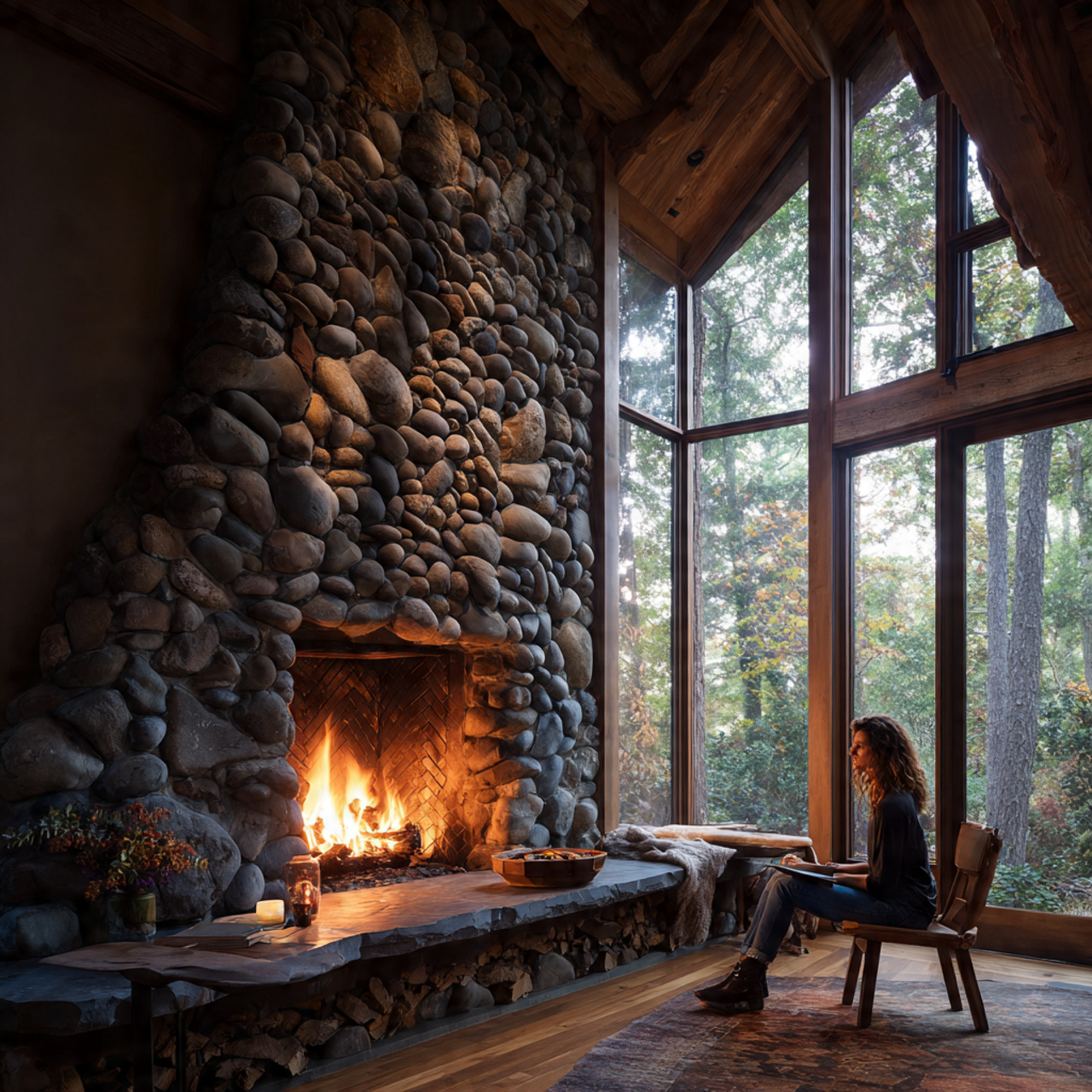 25 Fireplace Ideas That Instantly Transform Your Home with Warmth & Style 15 ultra realistic cabin style interior photograph of fireplace ideas