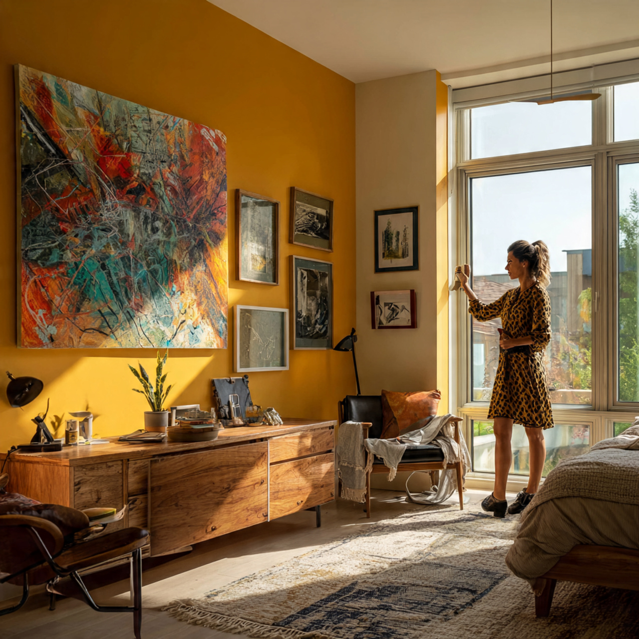 25 Bedroom Colour Ideas: Stunning Palettes for a Calm & Stylish Space 10 vibrant ochre walls in a creative modern