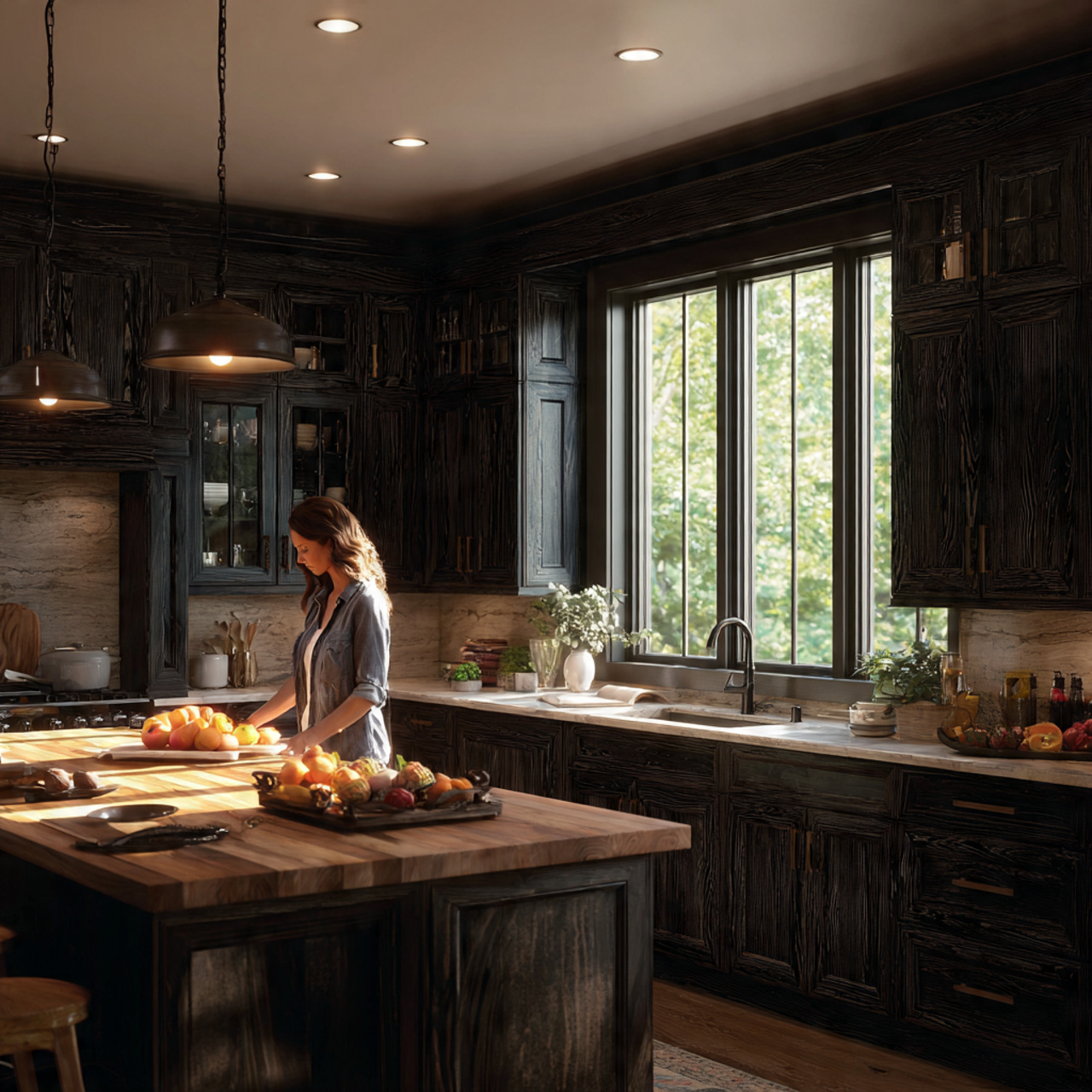 25 Stunning Dark Kitchen Cabinets Ideas for Modern Homes 5 warm kitchen interior with espresso stained oak dark