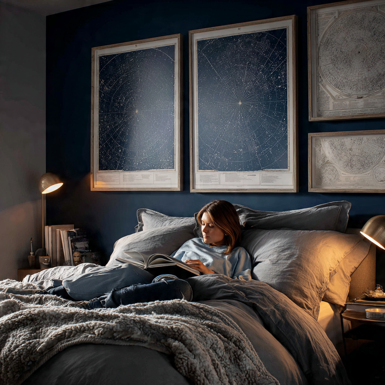 a bedroom wall adorned with personalized celestial