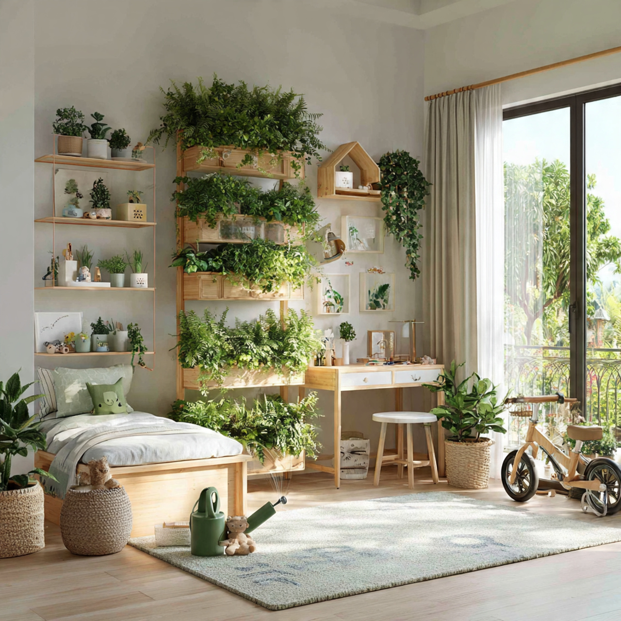 25 Kids Bedroom Decor Ideas: Magical, Stylish & Fun Room Inspirations 12 a bright kids bedroom with a lush