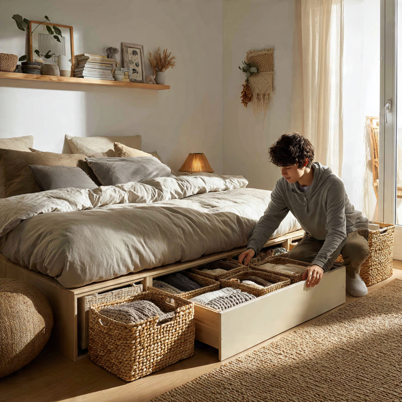 25 Small Bedroom Decor Ideas to Transform Tight Spaces Beautifully 7 a compact bedroom featuring under bed storage with