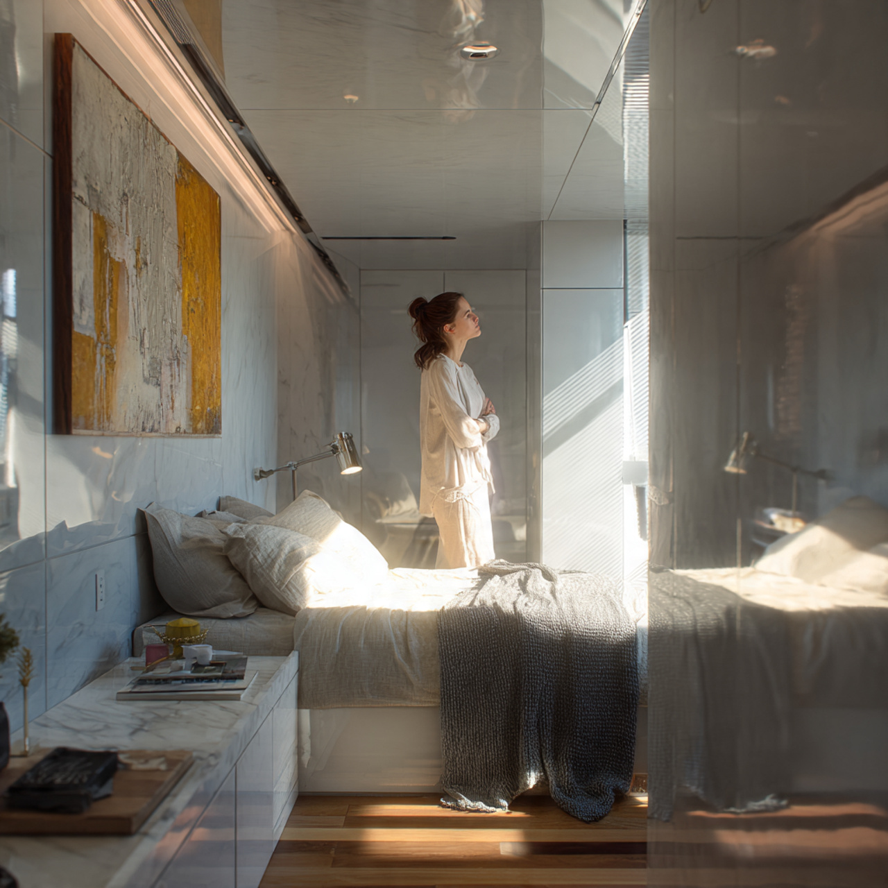 25 Small Bedroom Decor Ideas to Transform Tight Spaces Beautifully 25 a compact bedroom with high gloss painted walls