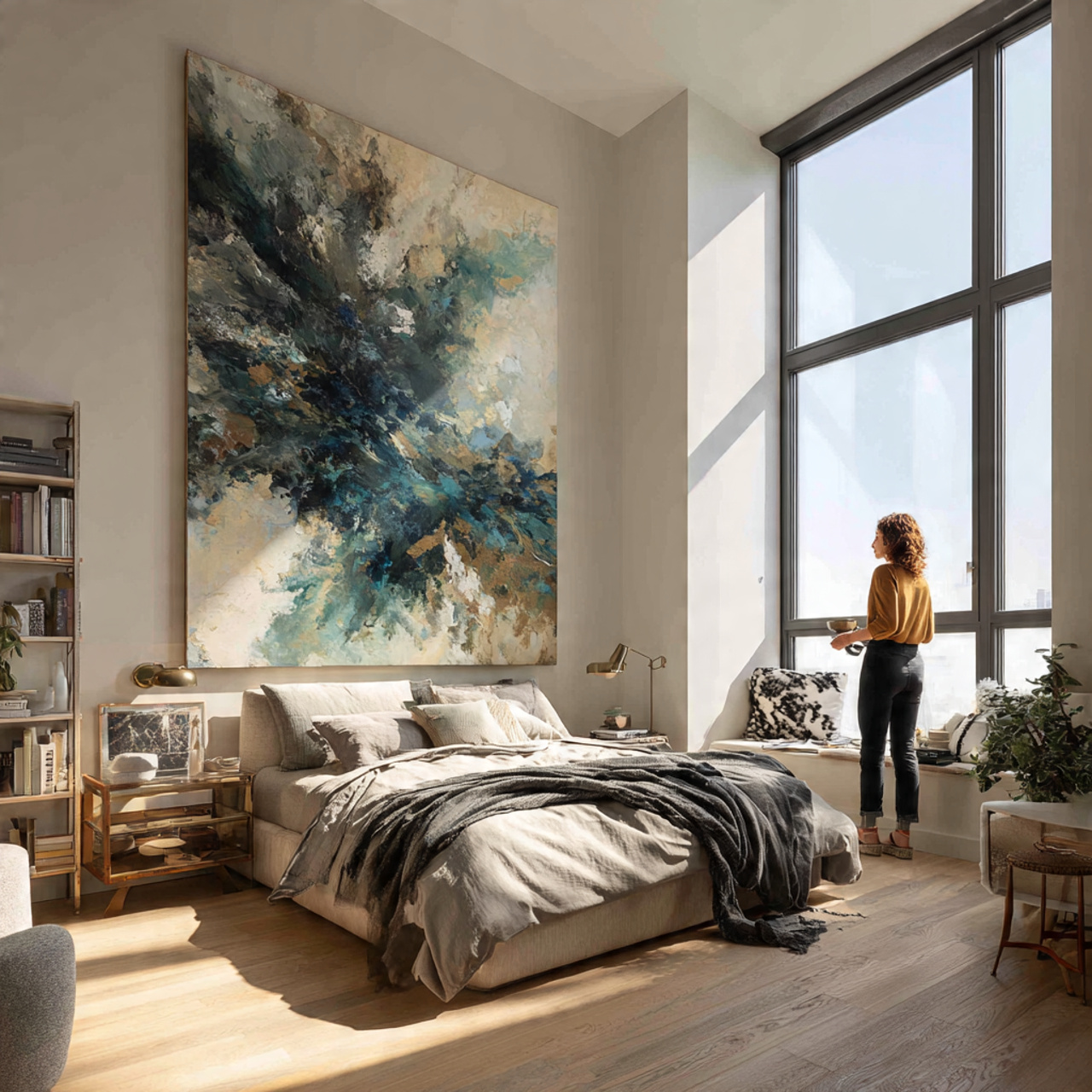 25 Creative Bedroom Apartment Decor Ideas You’ll Love Instantly 18 a contemporary bedroom apartment featuring oversized canvas