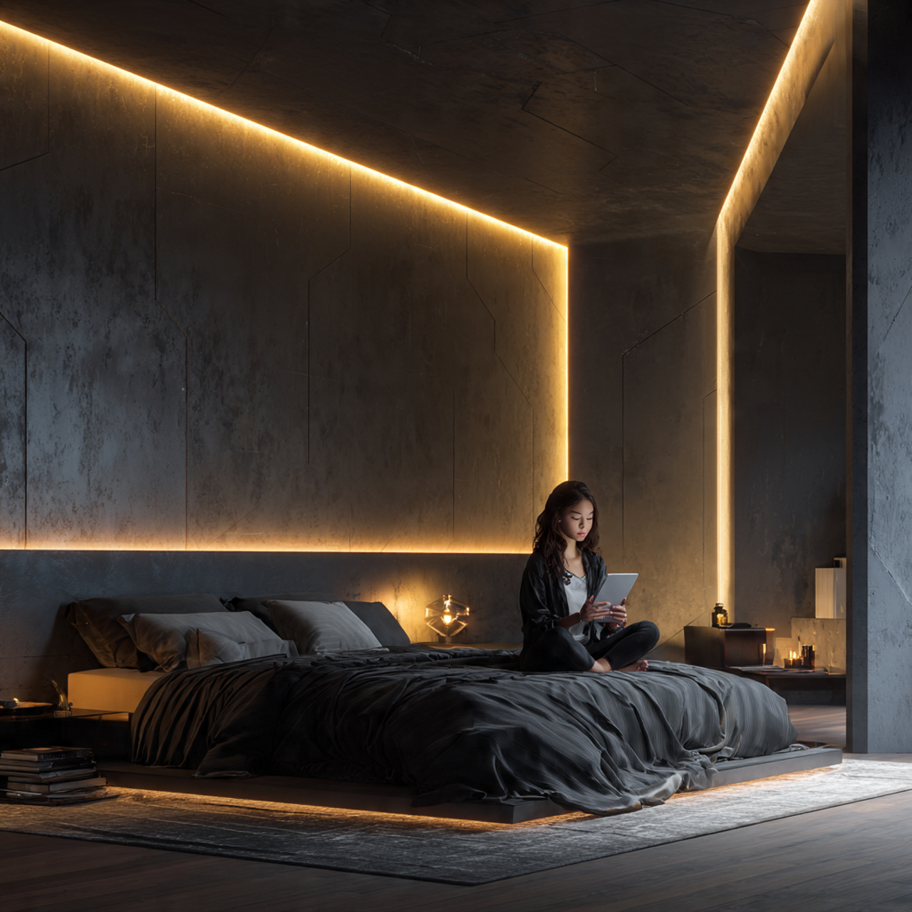 25 Black Bedroom Decor Ideas for a Bold & Luxurious Space 18 a contemporary black bedroom featuring integrated led