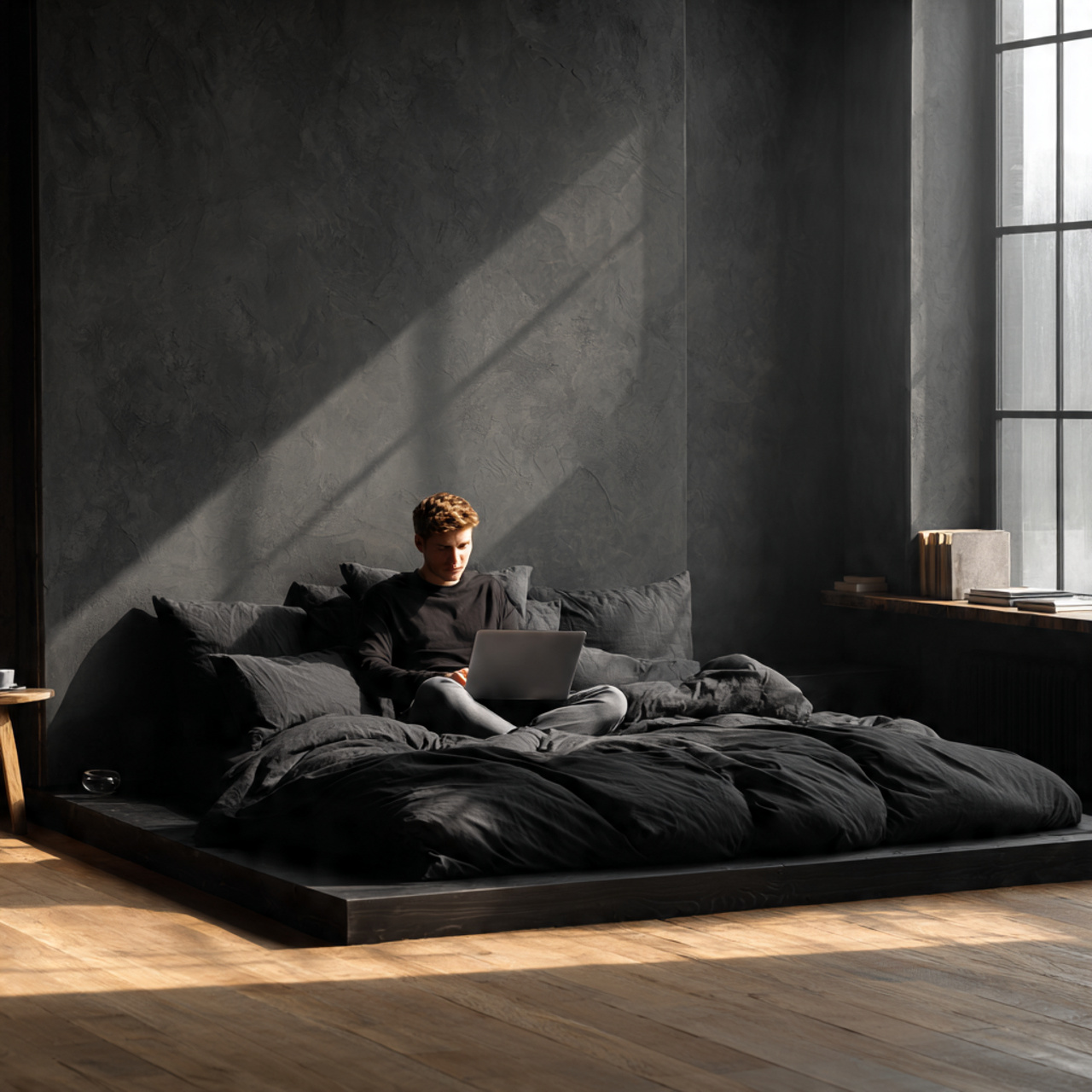 25 Black Bedroom Decor Ideas for a Bold & Luxurious Space 22 a contemporary black bedroom with a minimalist