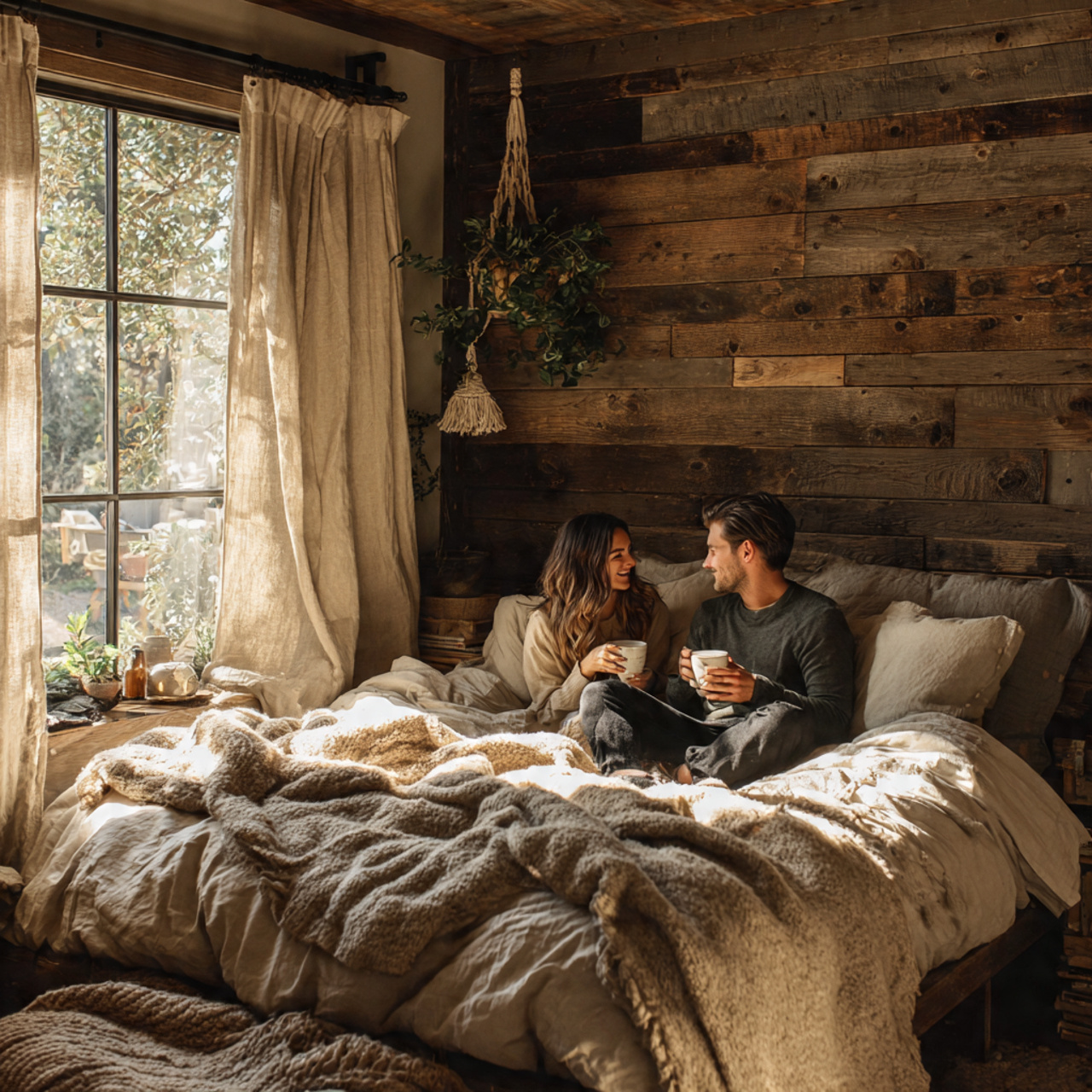 25 Bedroom Decor Wallpaper Ideas That Inspire Luxury & Comfort 11 a cozy bedroom featuring rustic reclaimed wood