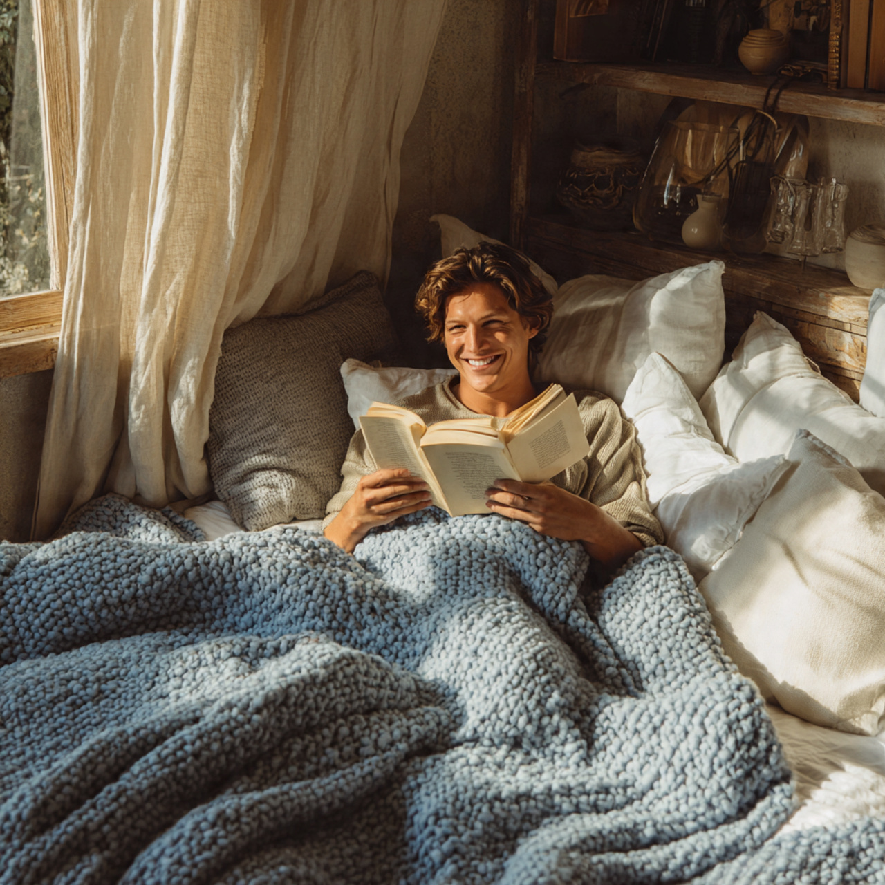 25 Blue Bedroom Decor Ideas That Inspire Calm, Style & Luxury 11 a cozy bedroom with a bed draped