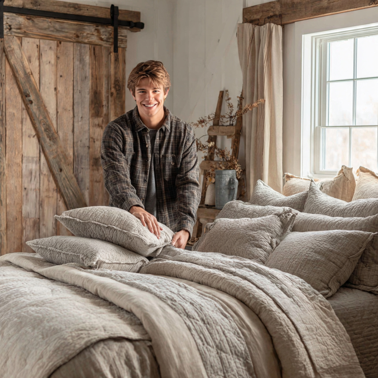 25 Room Decor Bedroom Aesthetic Ideas That Elevate Comfort and Elegance 17 a cozy family oriented bedroom with sliding barn