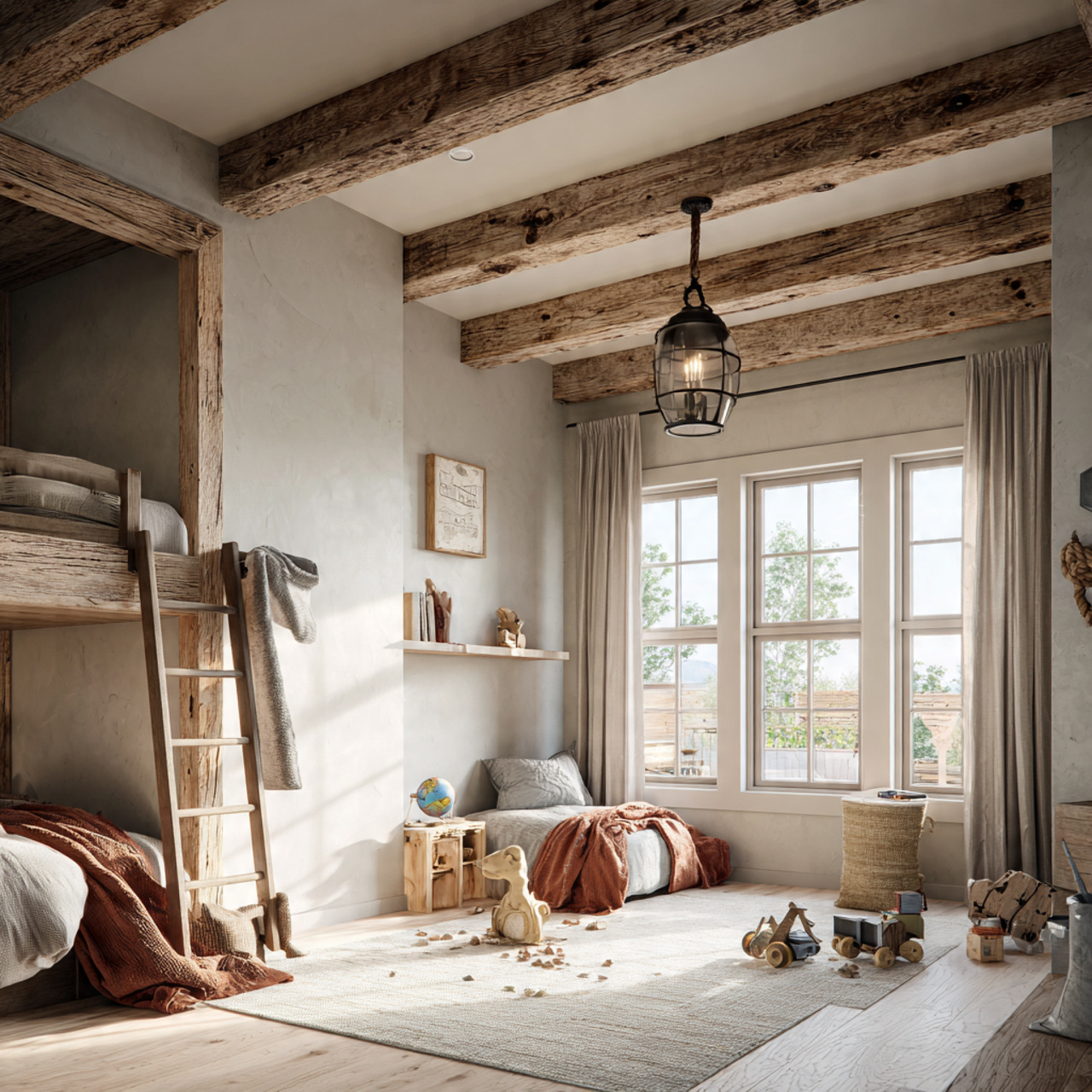 25 Kids Bedroom Decor Ideas: Magical, Stylish & Fun Room Inspirations 21 a cozy kids bedroom featuring rustic wood