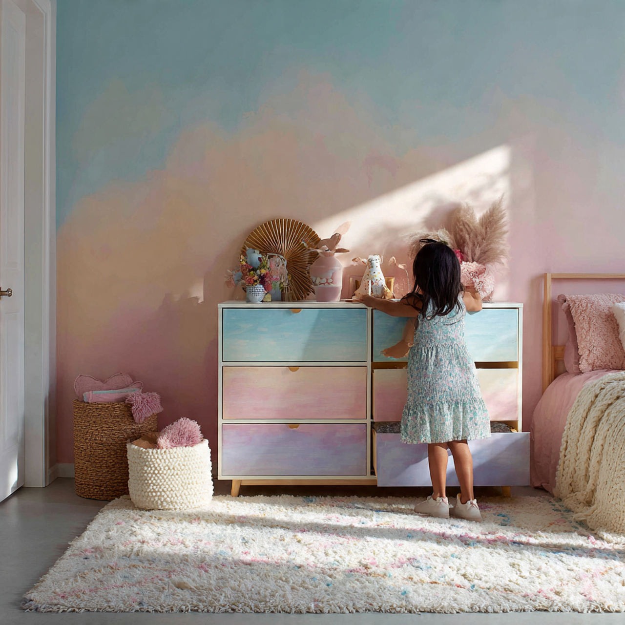25 Kids Bedroom Decor Ideas: Magical, Stylish & Fun Room Inspirations 10 a kids bedroom with a pastel ombre