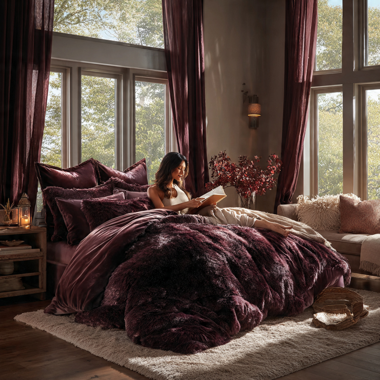 25 Purple Bedroom Decor Ideas That Feel Luxurious, Calm & Stylish 1 a luxurious bedroom featuring royal velvet bedding 1