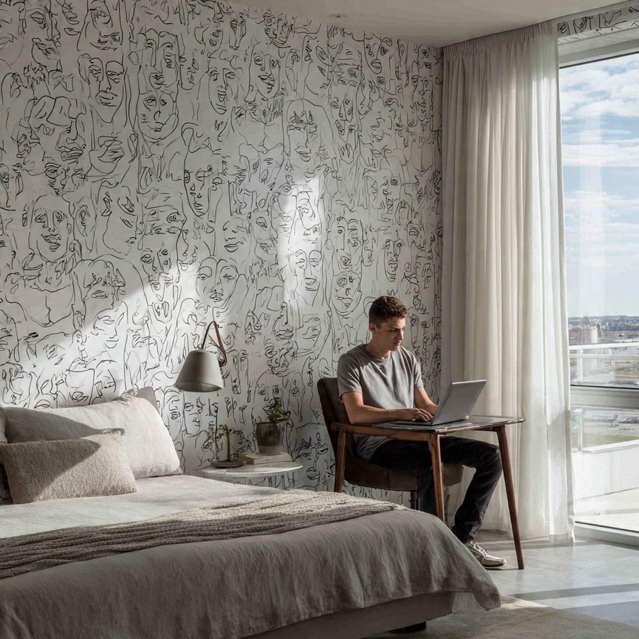 25 Bedroom Decor Wallpaper Ideas That Inspire Luxury & Comfort 25 a modern bedroom featuring contemporary fine line