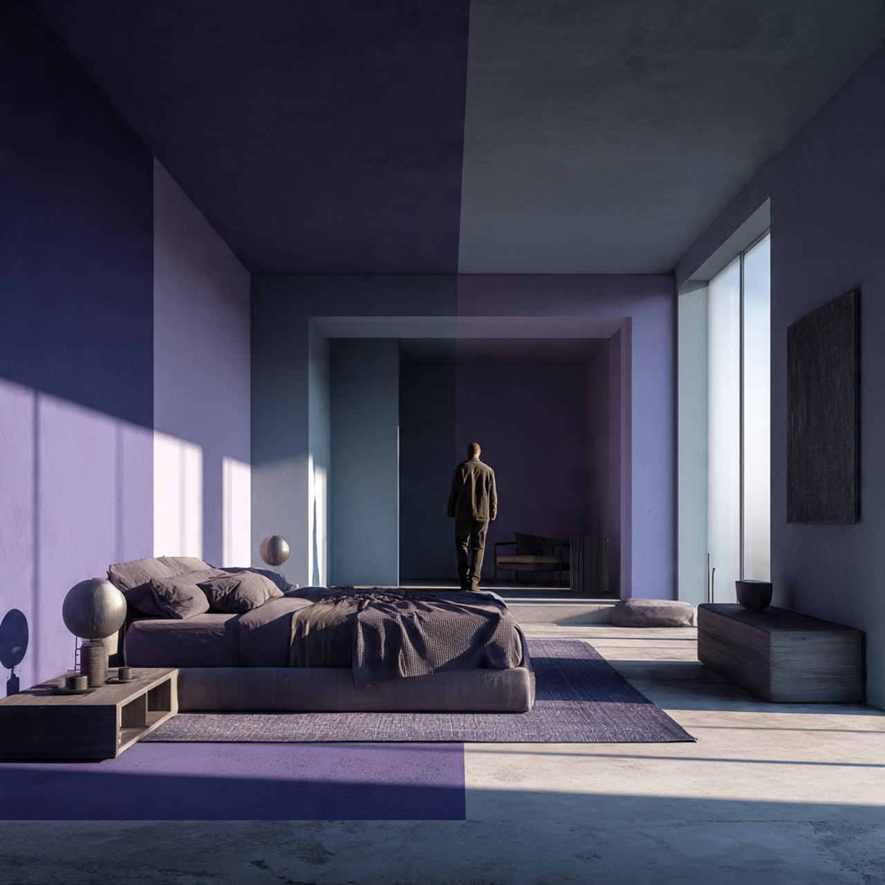 25 Purple Bedroom Decor Ideas That Feel Luxurious, Calm & Stylish 25 a modern bedroom showcasing two tone purple