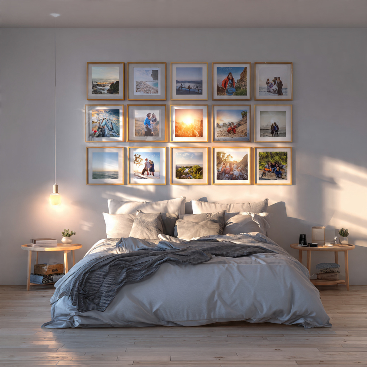 a modern bedroom wall featuring a structured