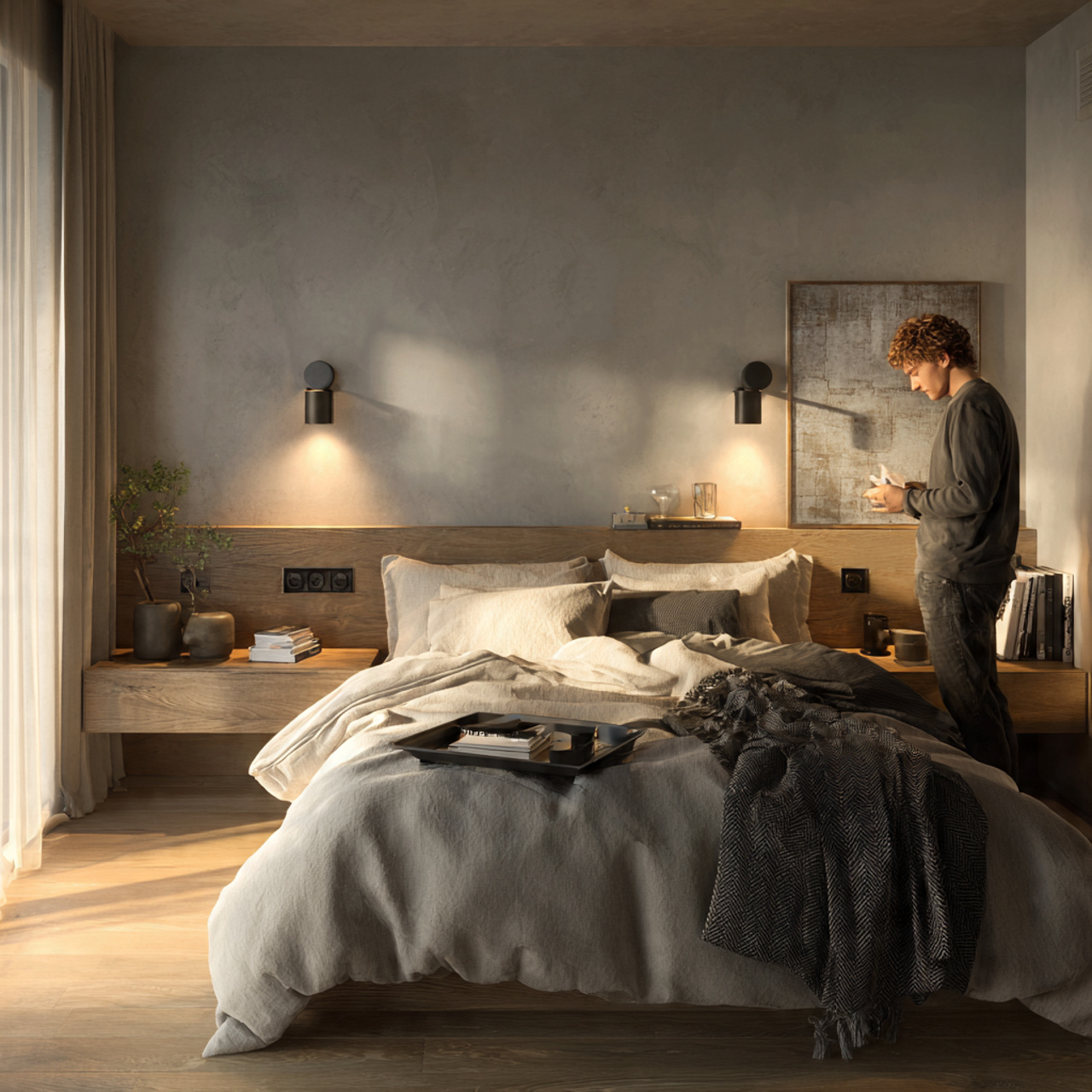 25 Stunning Bedroom Decor Cozy Ideas to Elevate Every Room 6 a modern bedroom with dimmable bedside sconces