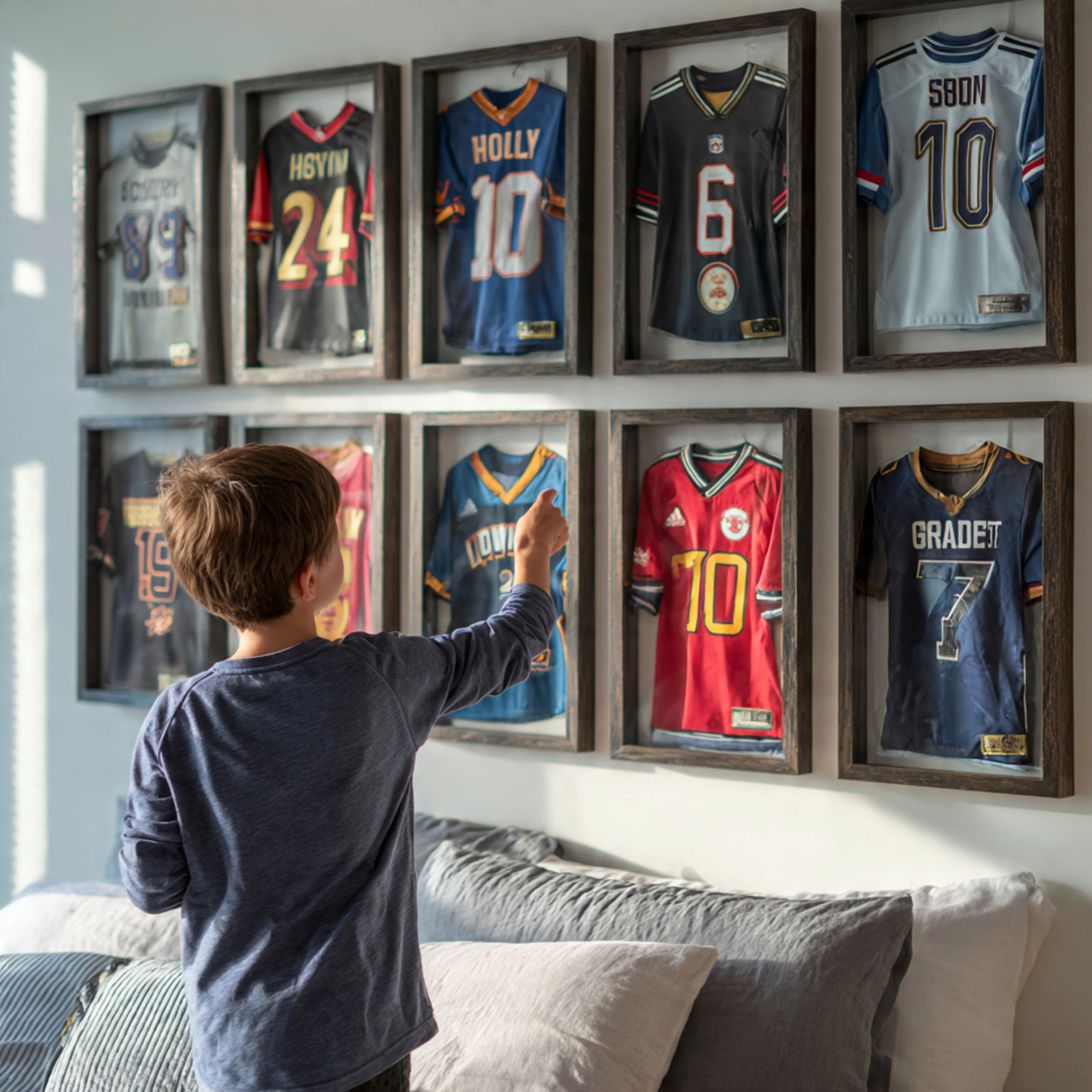 25 Kids Bedroom Decor Ideas: Magical, Stylish & Fun Room Inspirations 23 a modern kids bedroom featuring wall mounted sports
