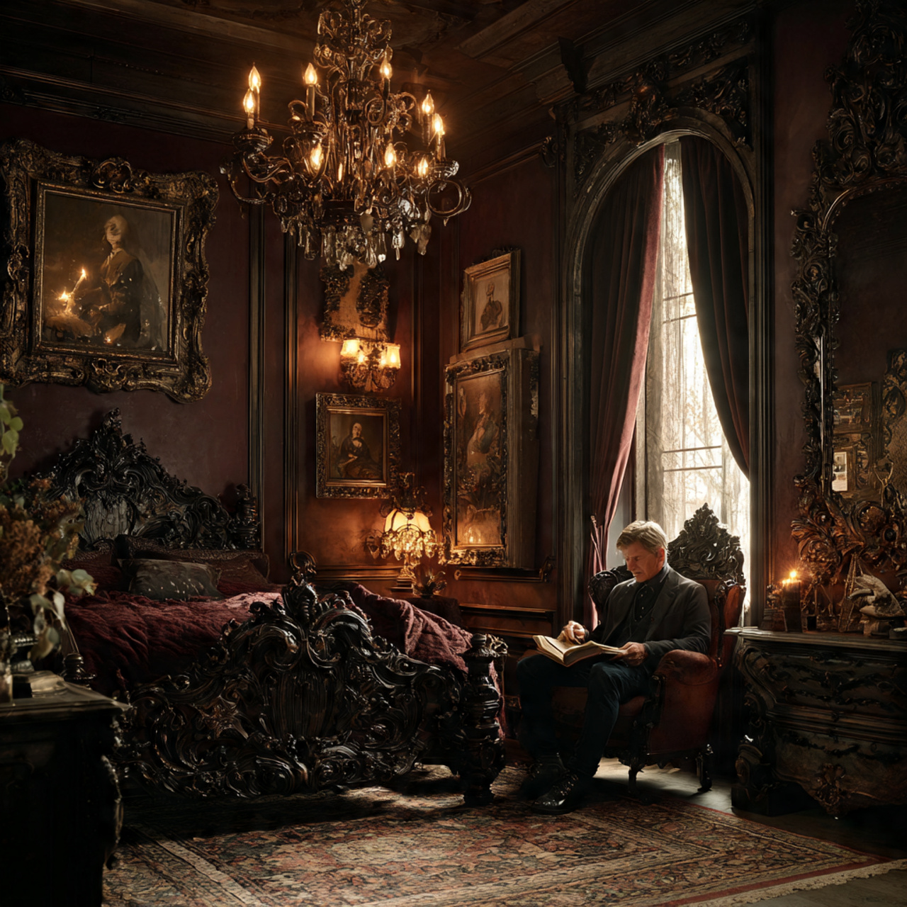 25 Black Bedroom Decor Ideas for a Bold & Luxurious Space 8 a moody gothic victorian inspired black bedroom with