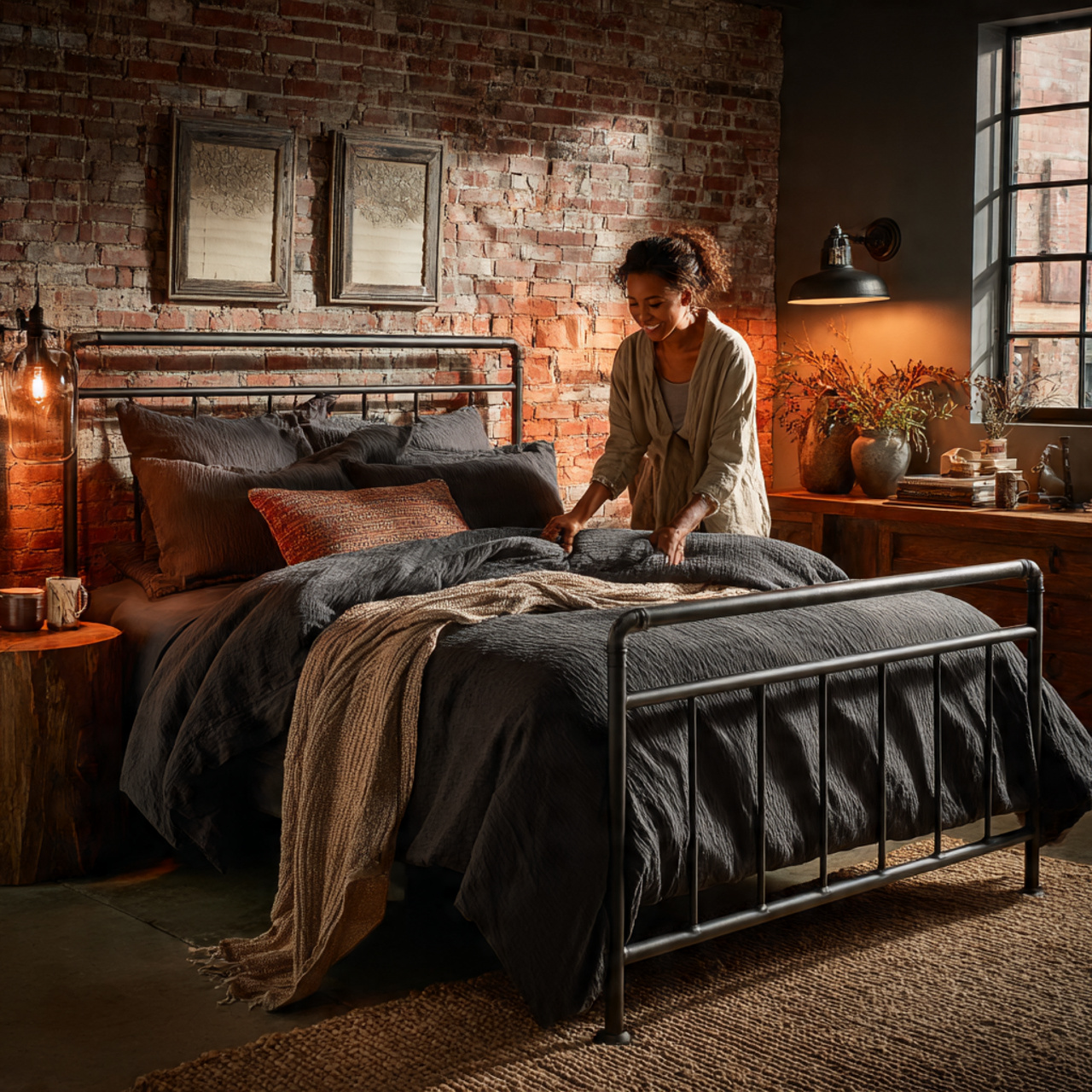 25 Black Bedroom Decor Ideas for a Bold & Luxurious Space 3 a moody urban bedroom featuring an industrial