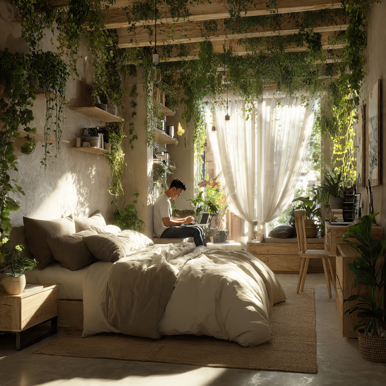 25 Small Bedroom Ideas That Make Tiny Spaces Look Bigger & Beautiful 14 a photorealistic small bedroom ideas interior with