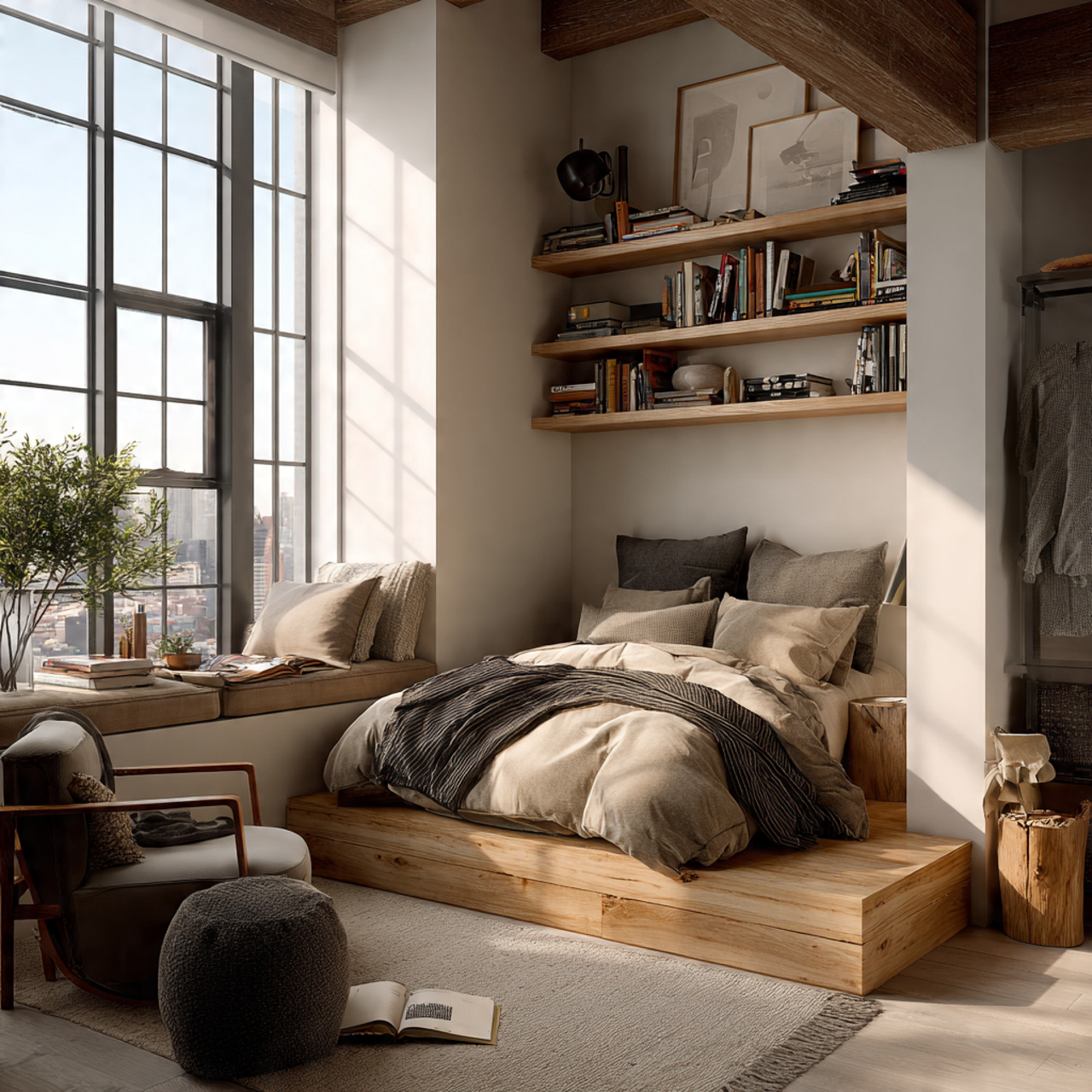 25 Small Bedroom Ideas That Make Tiny Spaces Look Bigger & Beautiful 6 a photorealistic small bedroom ideas scene featuring