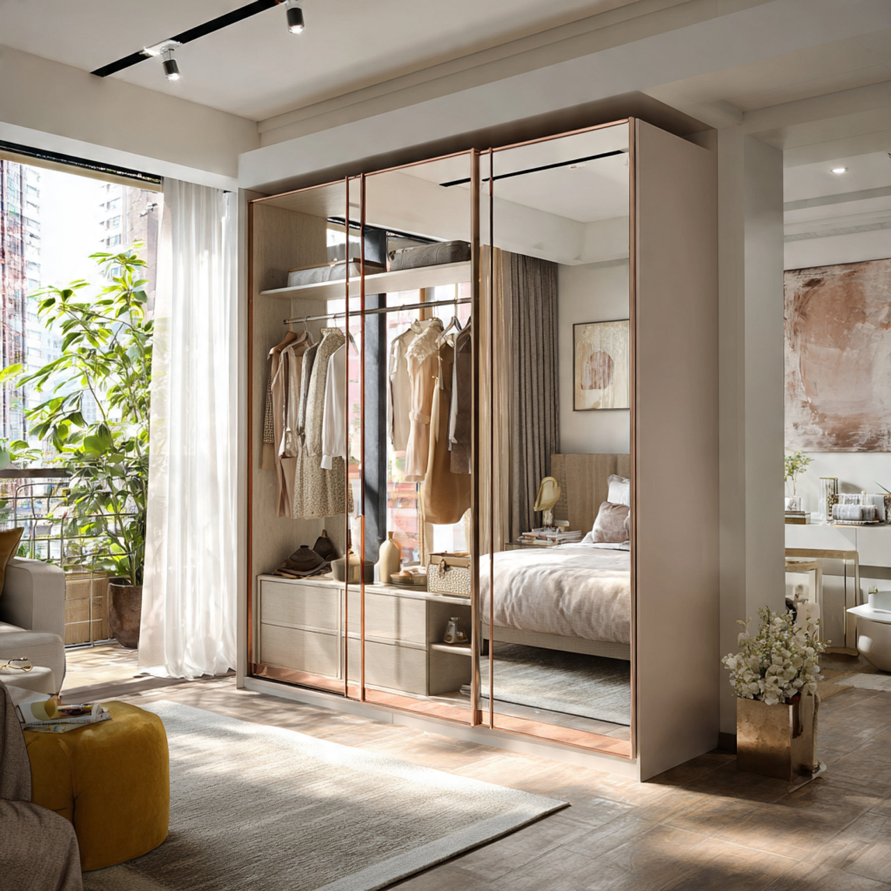 25 Small Bedroom Ideas That Make Tiny Spaces Look Bigger & Beautiful 4 a photorealistic small bedroom ideas setup showing