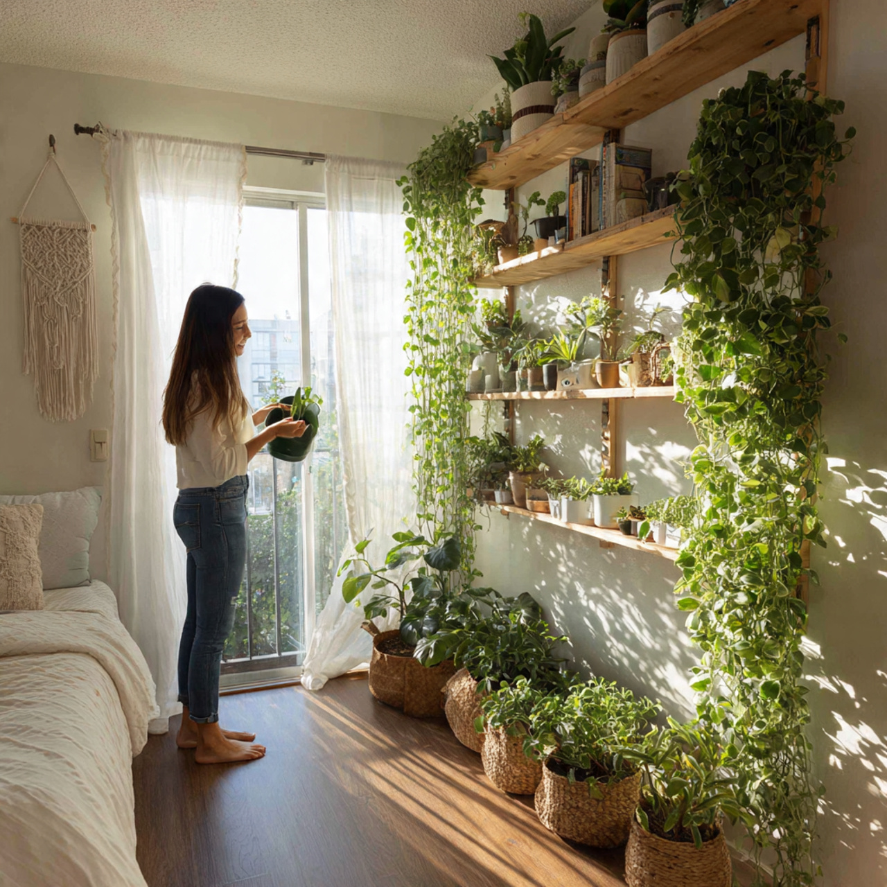 25 Creative Bedroom Apartment Decor Ideas You’ll Love Instantly 3 a small apartment bedroom with vertical greenery