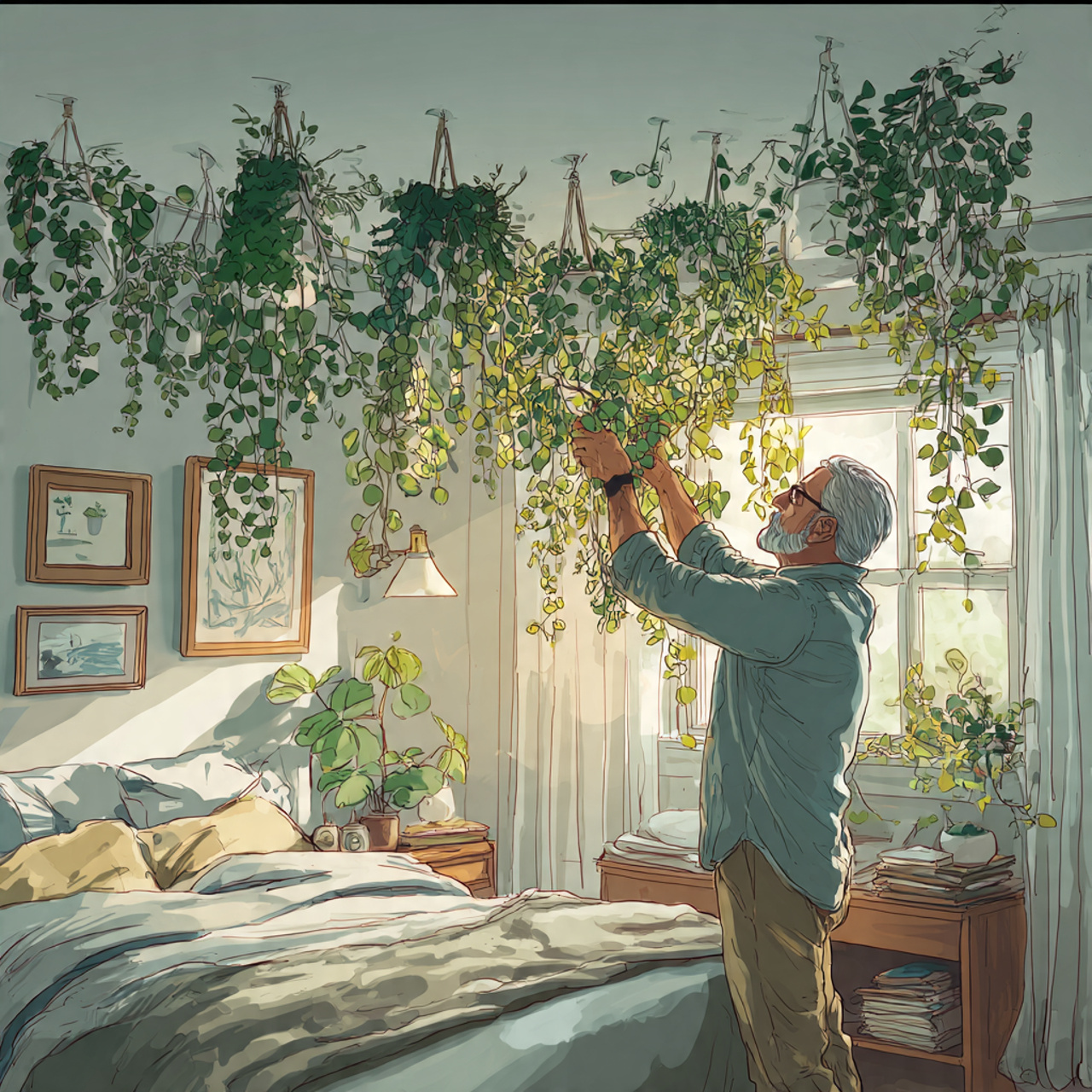 25 Stunning Bedroom Ideas for Small Rooms That Feel Spacious & Stylish 22 a small bedroom with hanging indoor plants