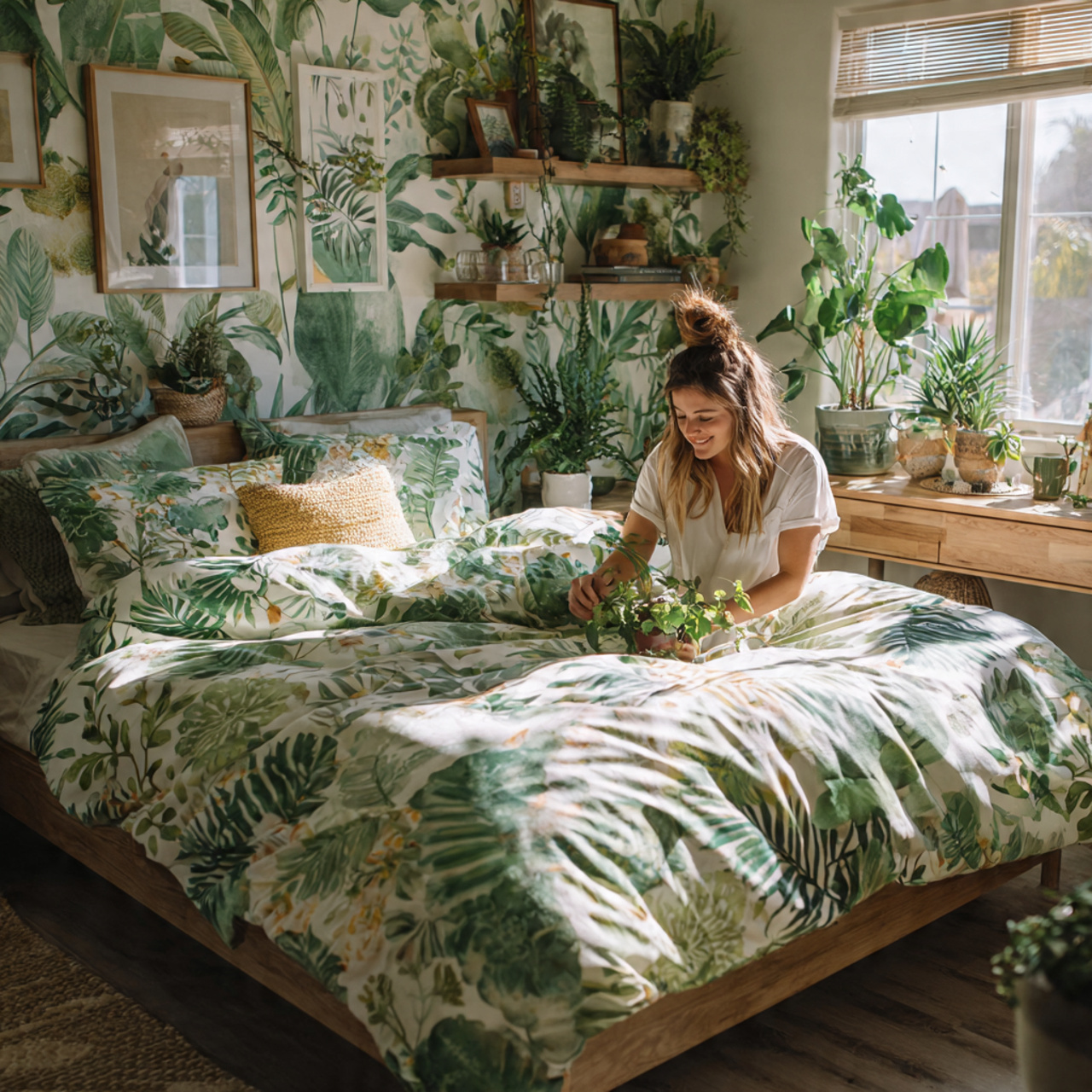 25 Creative Bedroom Decor Design Ideas That Inspire Comfort & Luxury 18 a vibrant bedroom featuring botanical print immersion