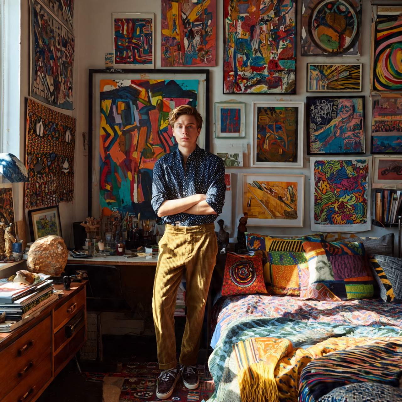 25 Room Decor Bedroom Aesthetic Ideas That Elevate Comfort and Elegance 14 a vibrant bedroom filled with clashing patterns