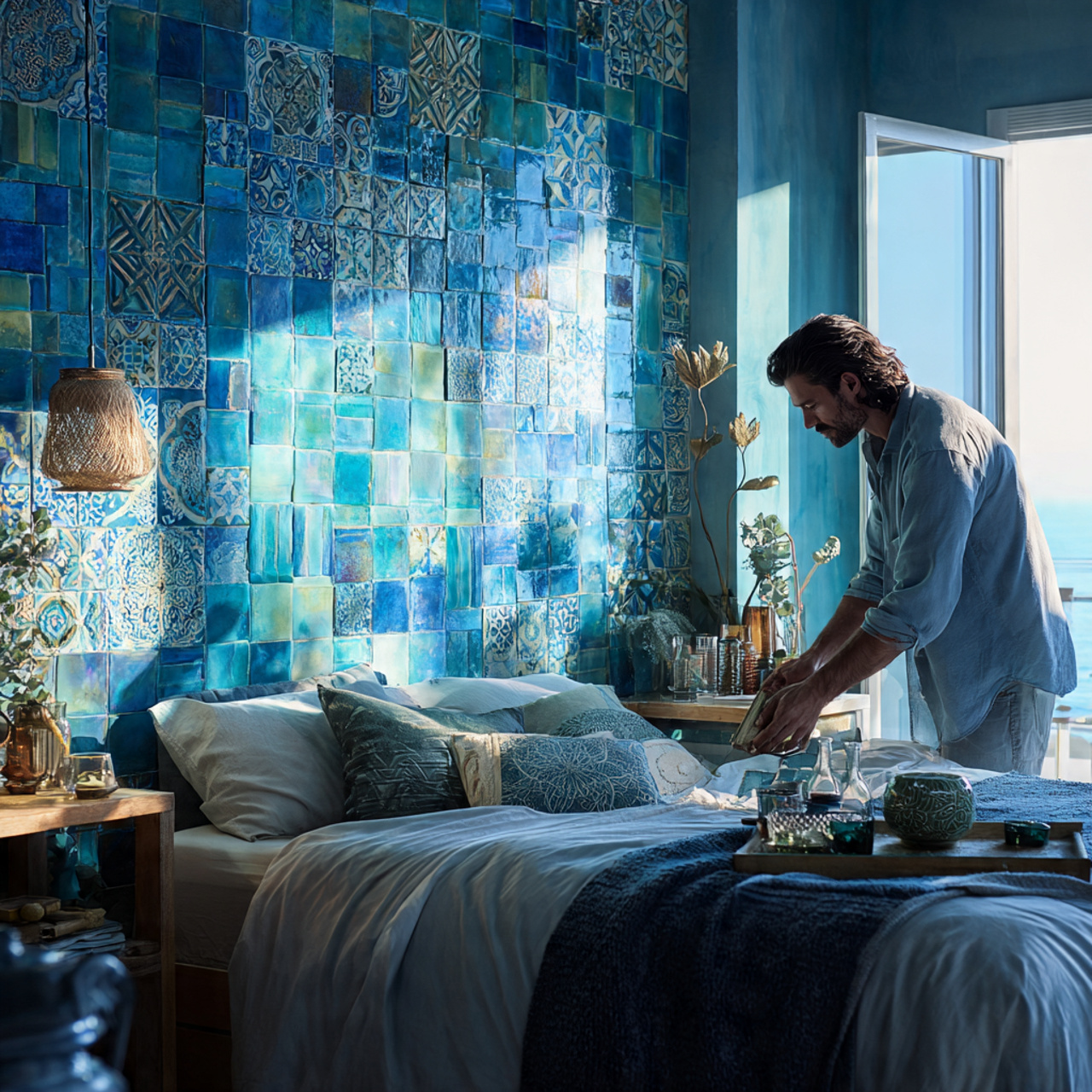 25 Blue Bedroom Decor Ideas That Inspire Calm, Style & Luxury 25 a vibrant bedroom with a mediterranean blue