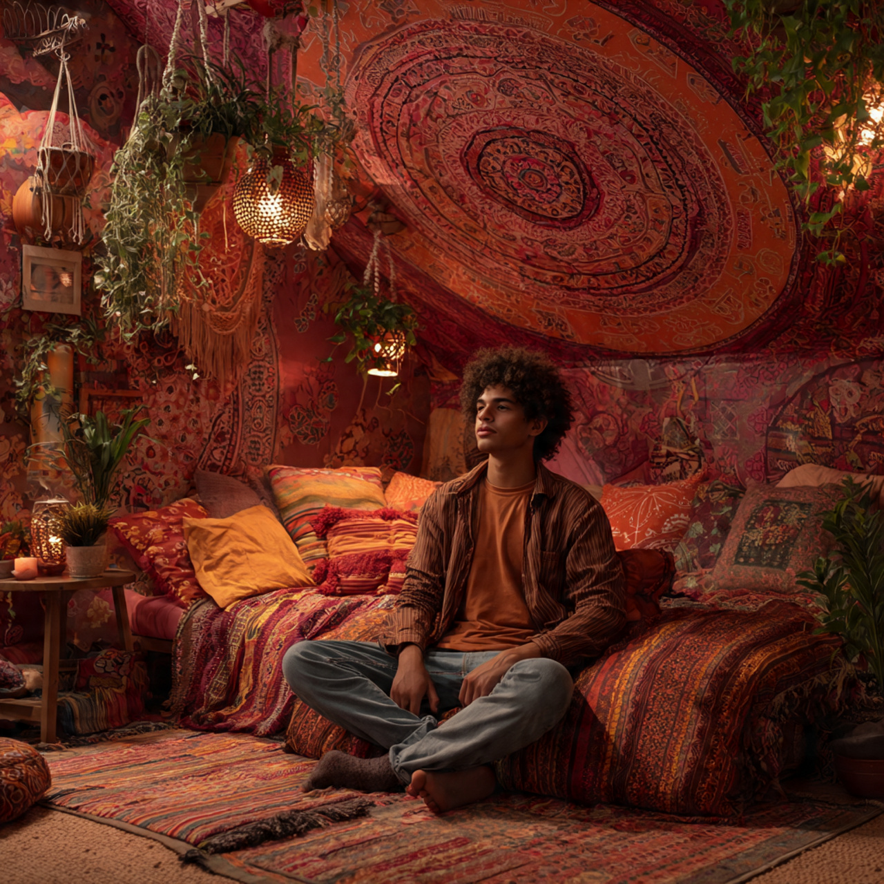 25 Bedroom Decor Wallpaper Ideas That Inspire Luxury & Comfort 14 a vibrant bohemian bedroom with mandala and