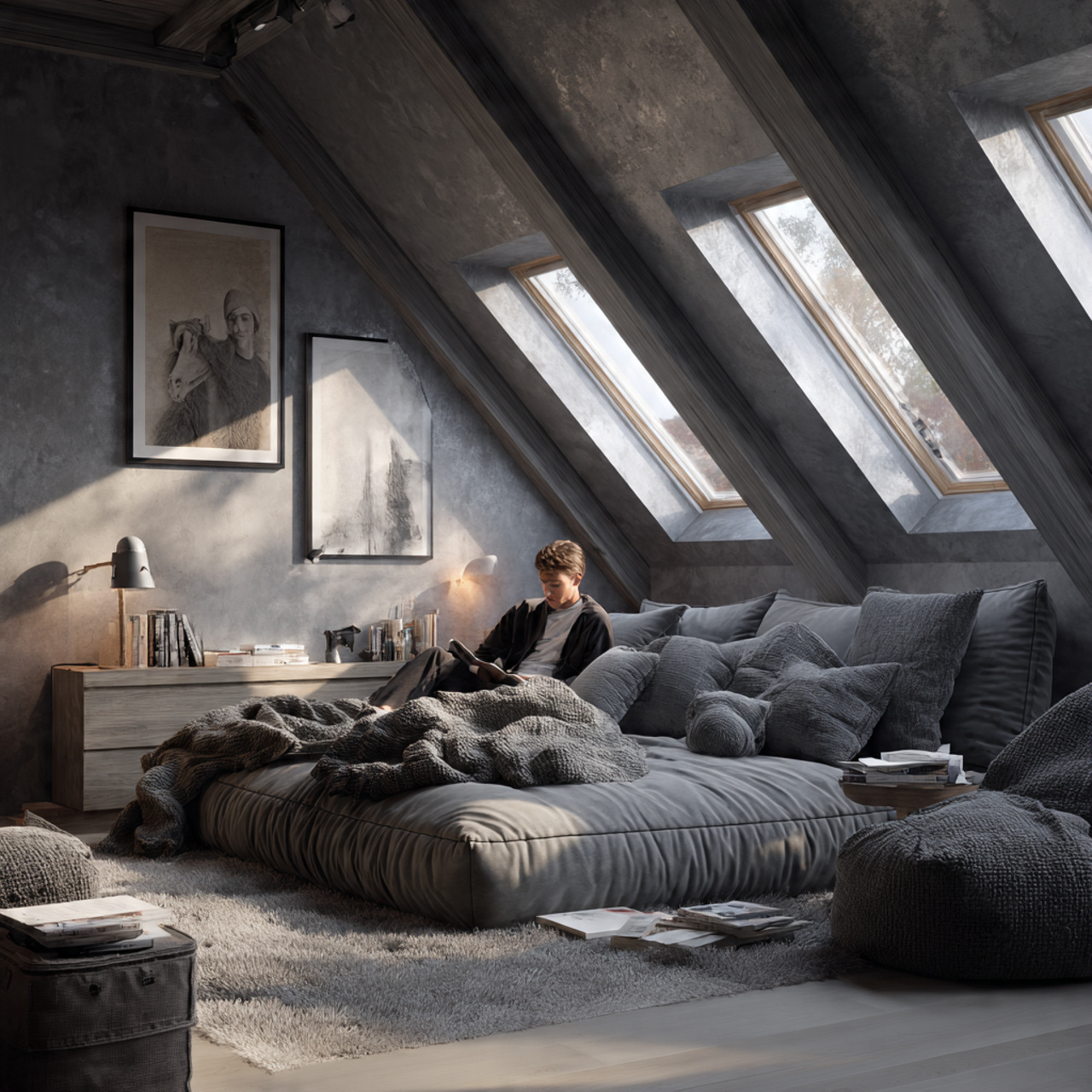 25 Attic Bedroom Ideas: Transform Your Loft Into a Cozy, Stylish Retreat 15 attic bedroom decorated in shades of grey